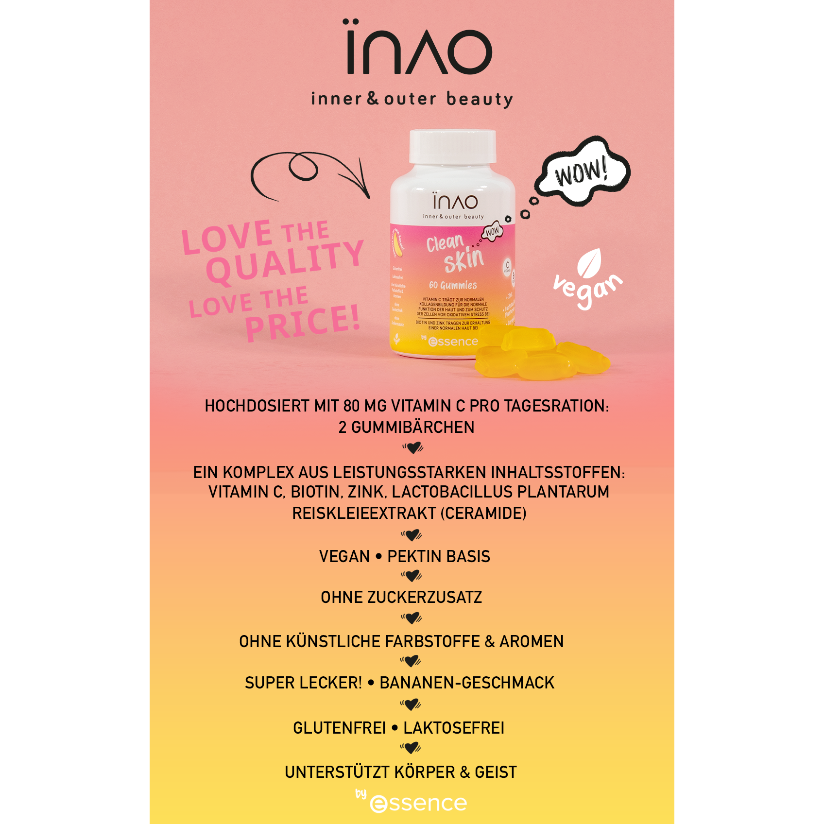 INAO inner and outer beauty Clean Skin -viinikumit by essence