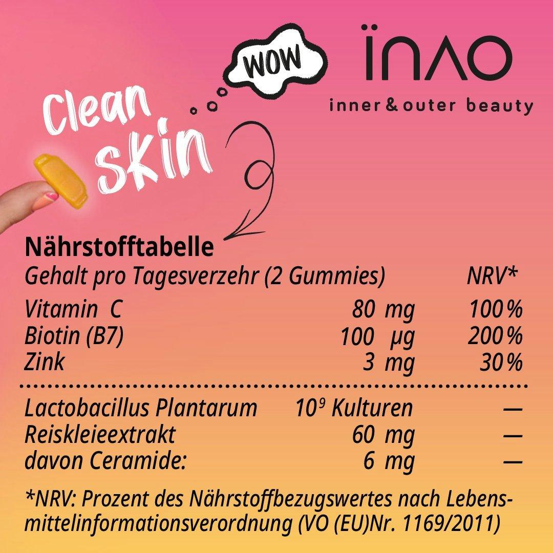 INAO inner and outer beauty Clean Skin gummies by essence – Product Nutrients - Produkt Element 4 von 10