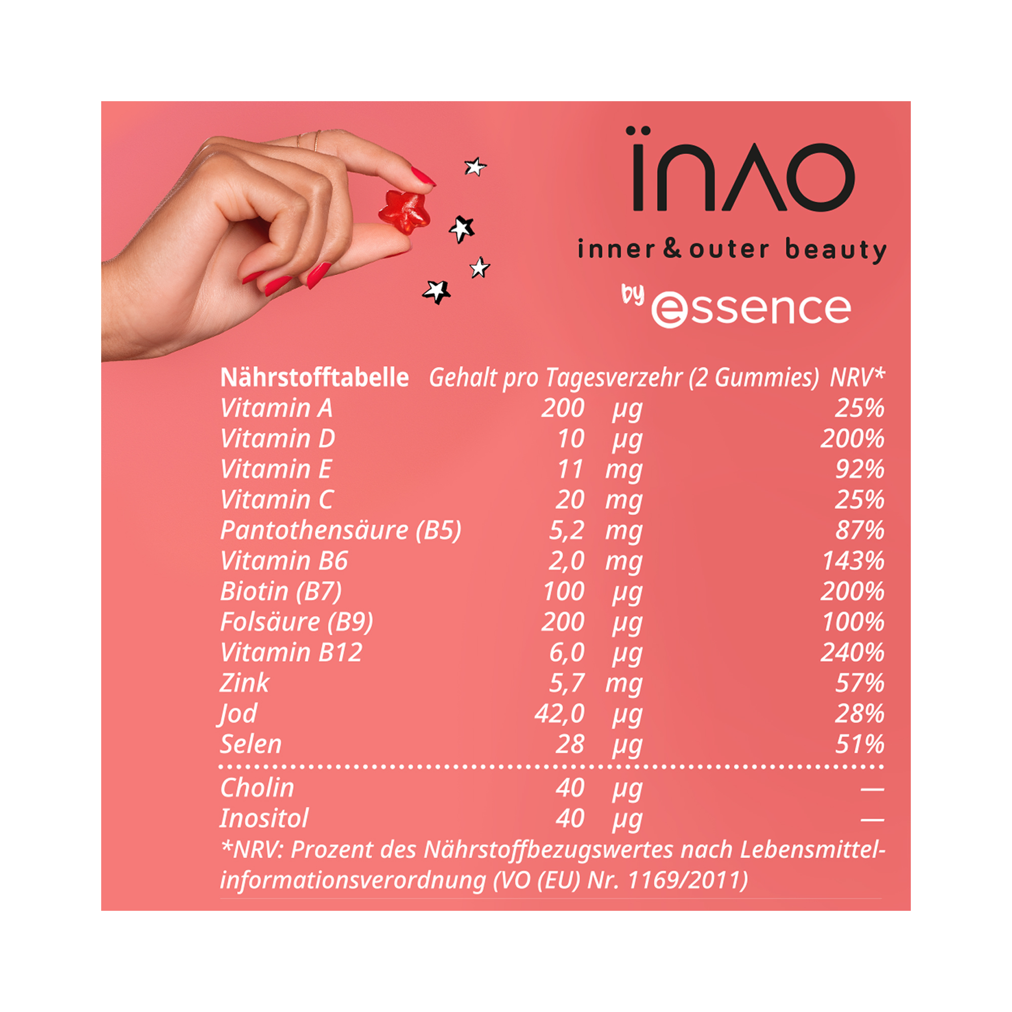 INAO inner and outer beauty Hair YEAH! gummies by essence – Product Nutrients - Produkt Element 4 von 10