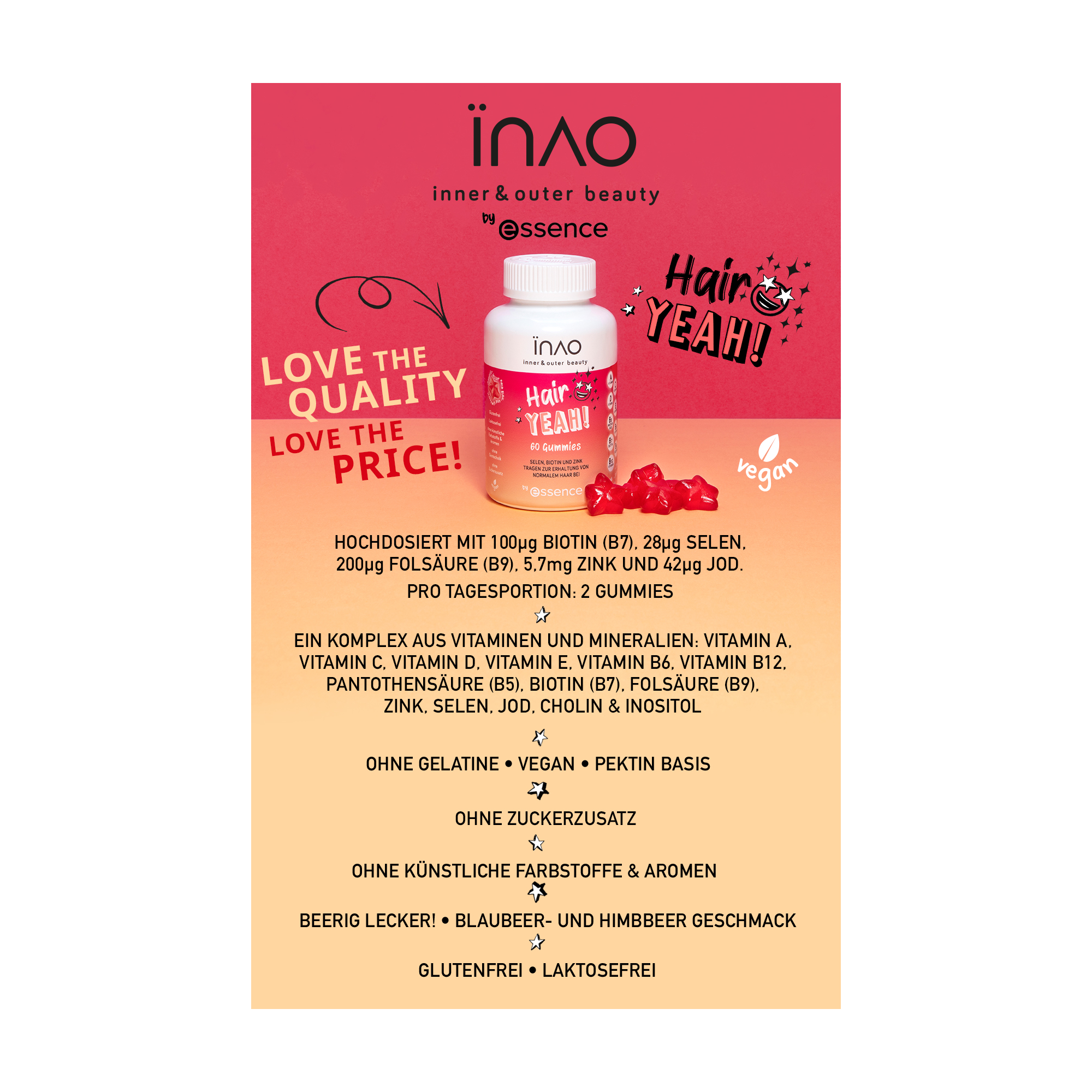 INAO inner and outer beauty Hair YEAH! gummies by essence