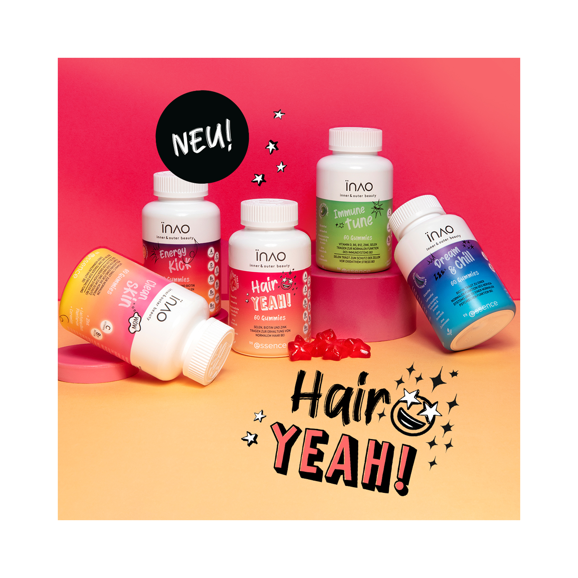 INAO inner and outer beauty Hair YEAH! gummies by essence