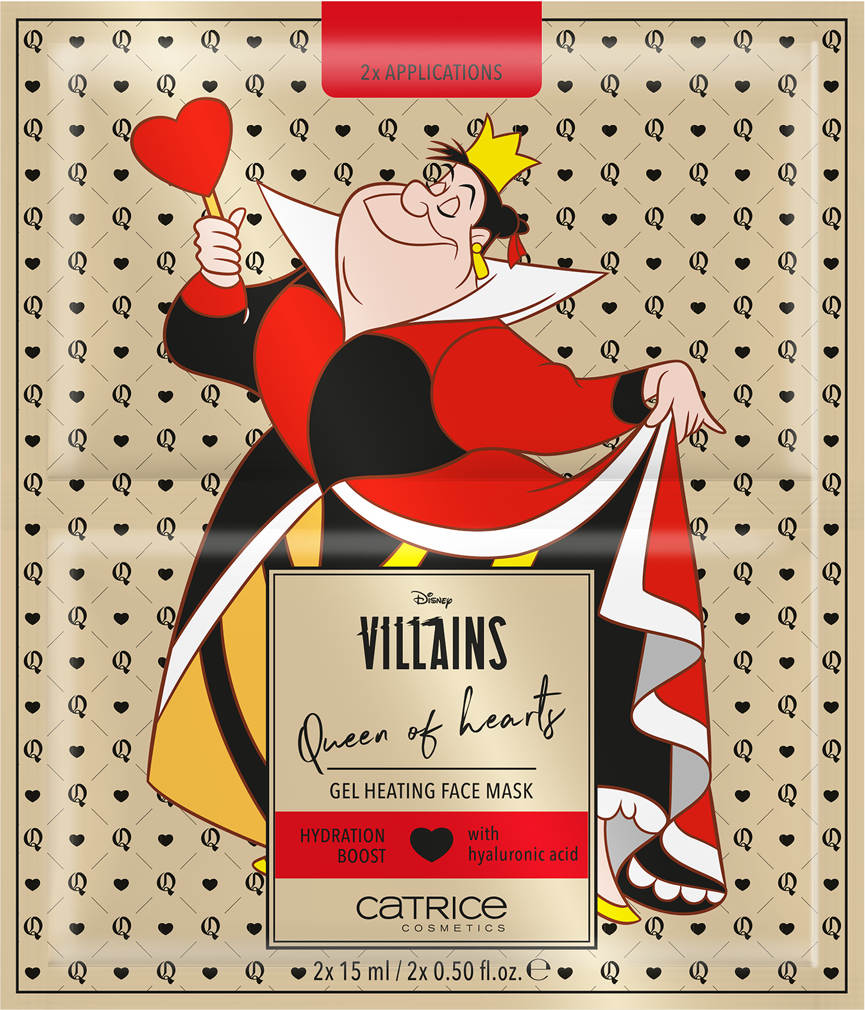 Lämmittävä Disney Villains Queen of Hearts -geelikasvomaski