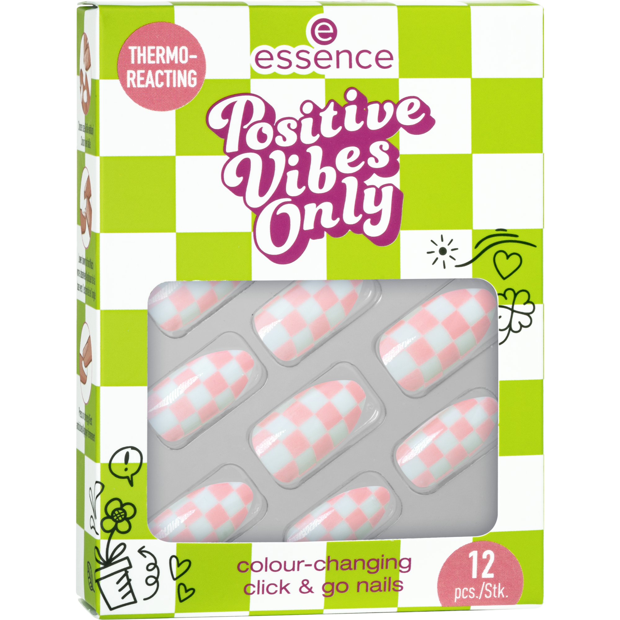 Positive Vibes Only colour-changing click & go nails faux-ongles