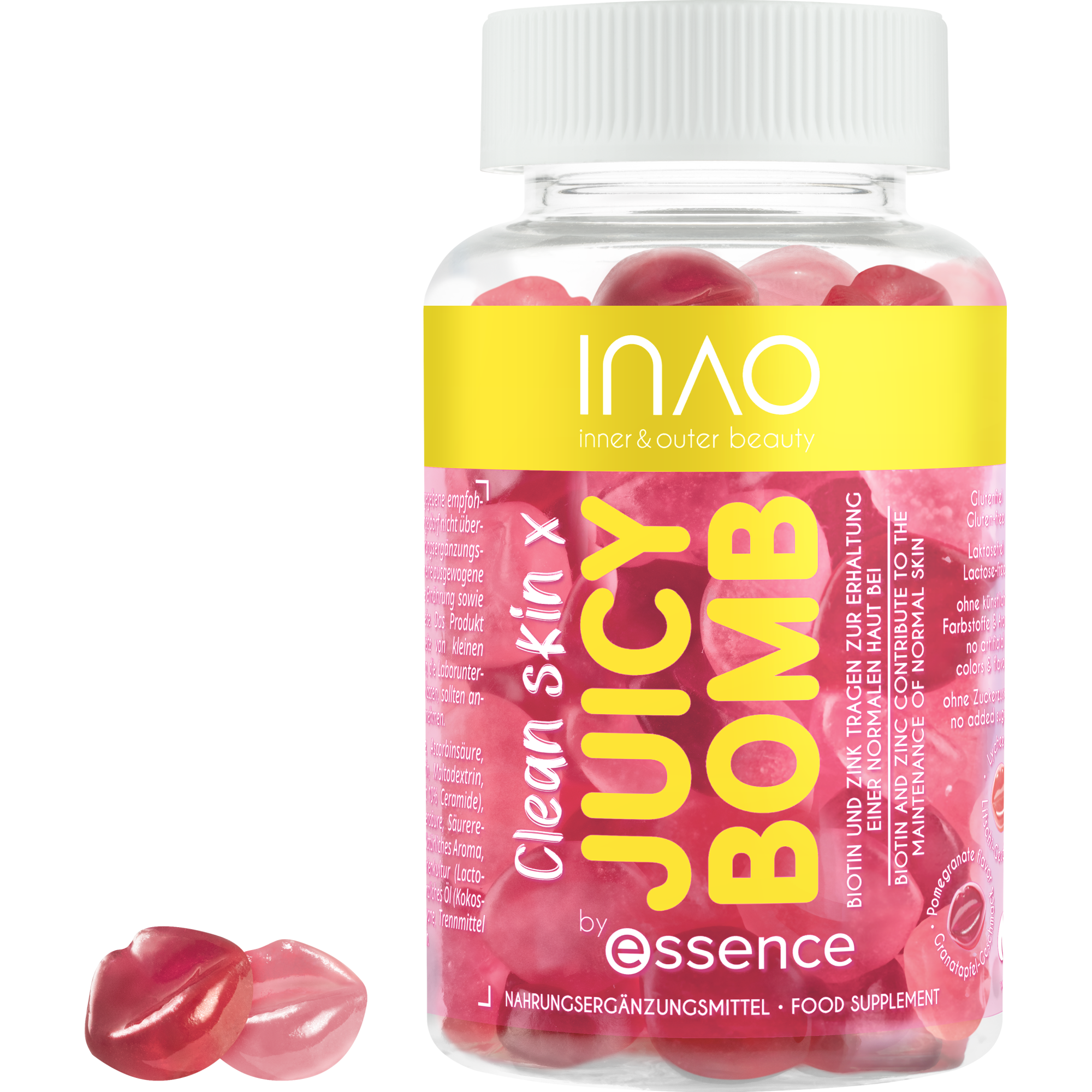 INAO inner and outer beauty Clean Skin x JUICY BOMB gummies by essence