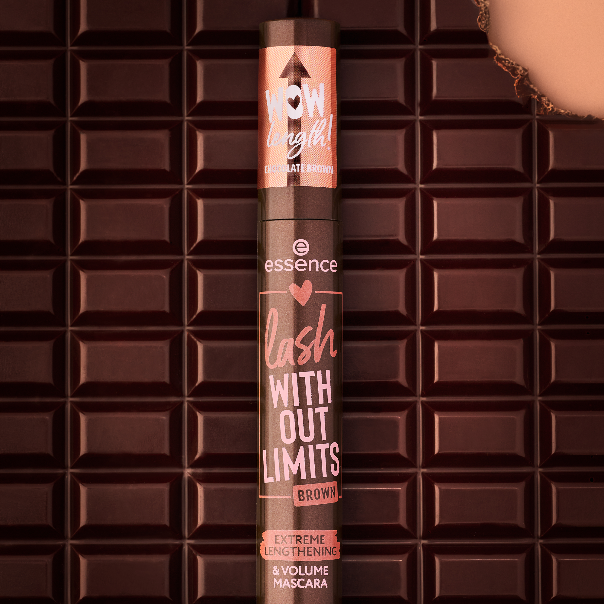 LOVE IT A CHOCO' LOT! lash WITHOUT LIMITS BROWN EXTREME LENGTHENING & VOLUME MASCARA