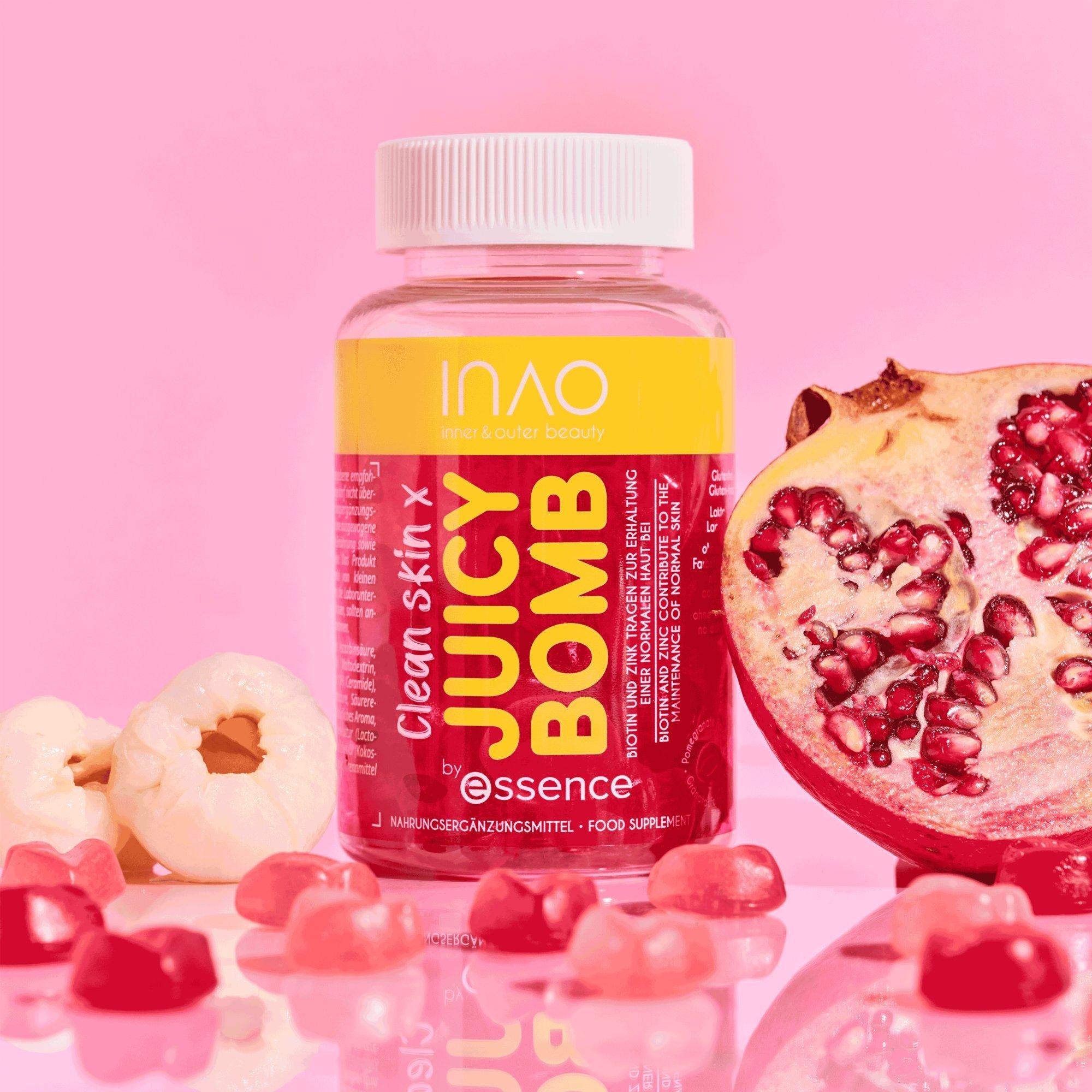 INAO inner and outer beauty Clean Skin x JUICY BOMB gummies by essence
