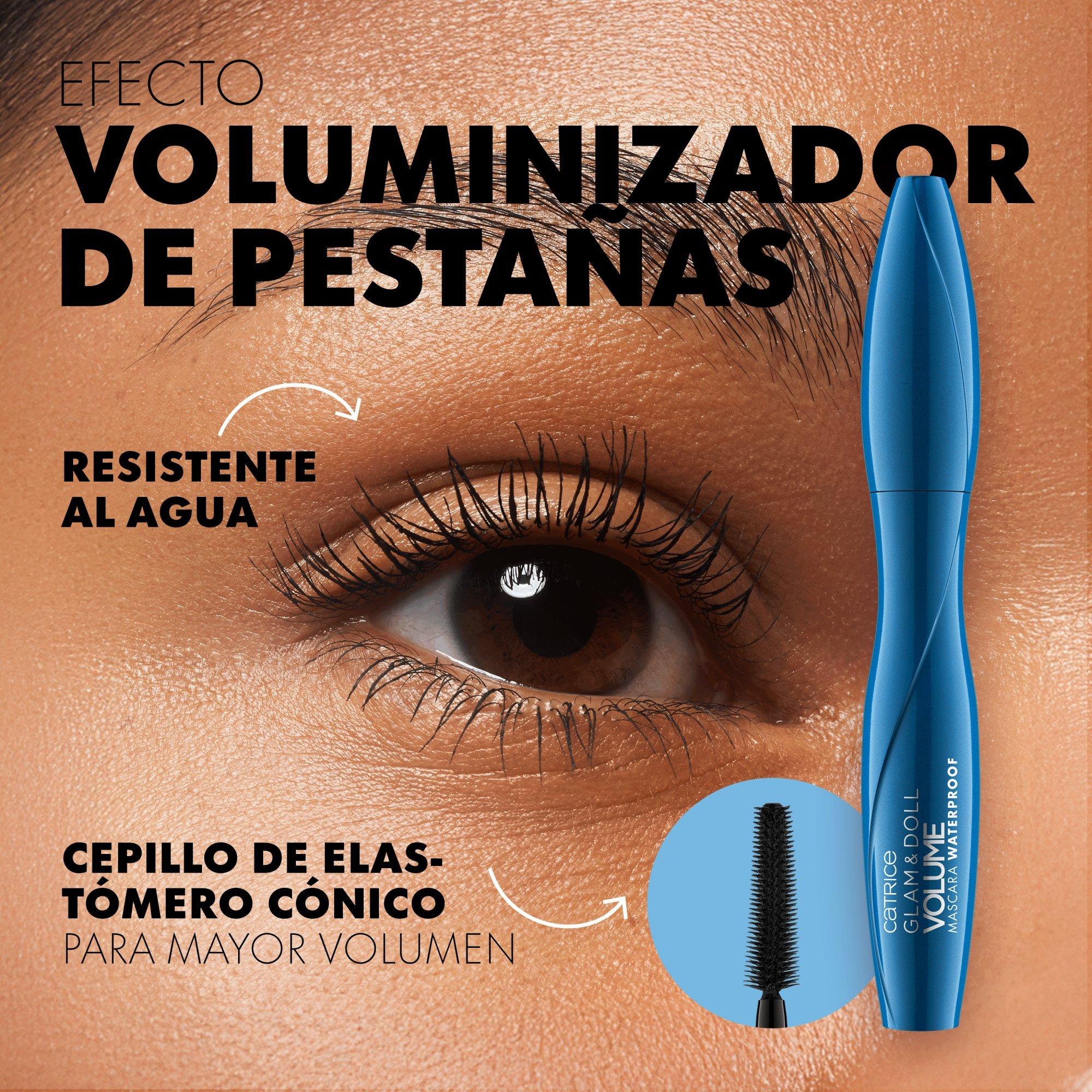 Máscara de pestañas voluminizadora resistente al agua Glam & Doll