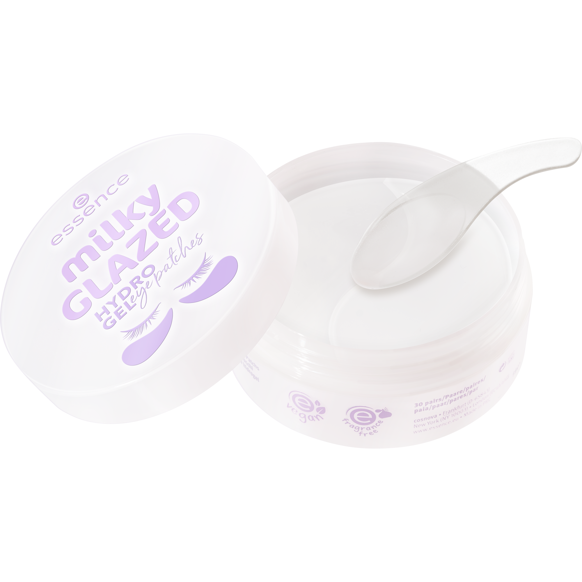 milky GLAZED hydro gel eye patches 30 Pairs – Product Front View Full Open - Produkt Element 2 von 7