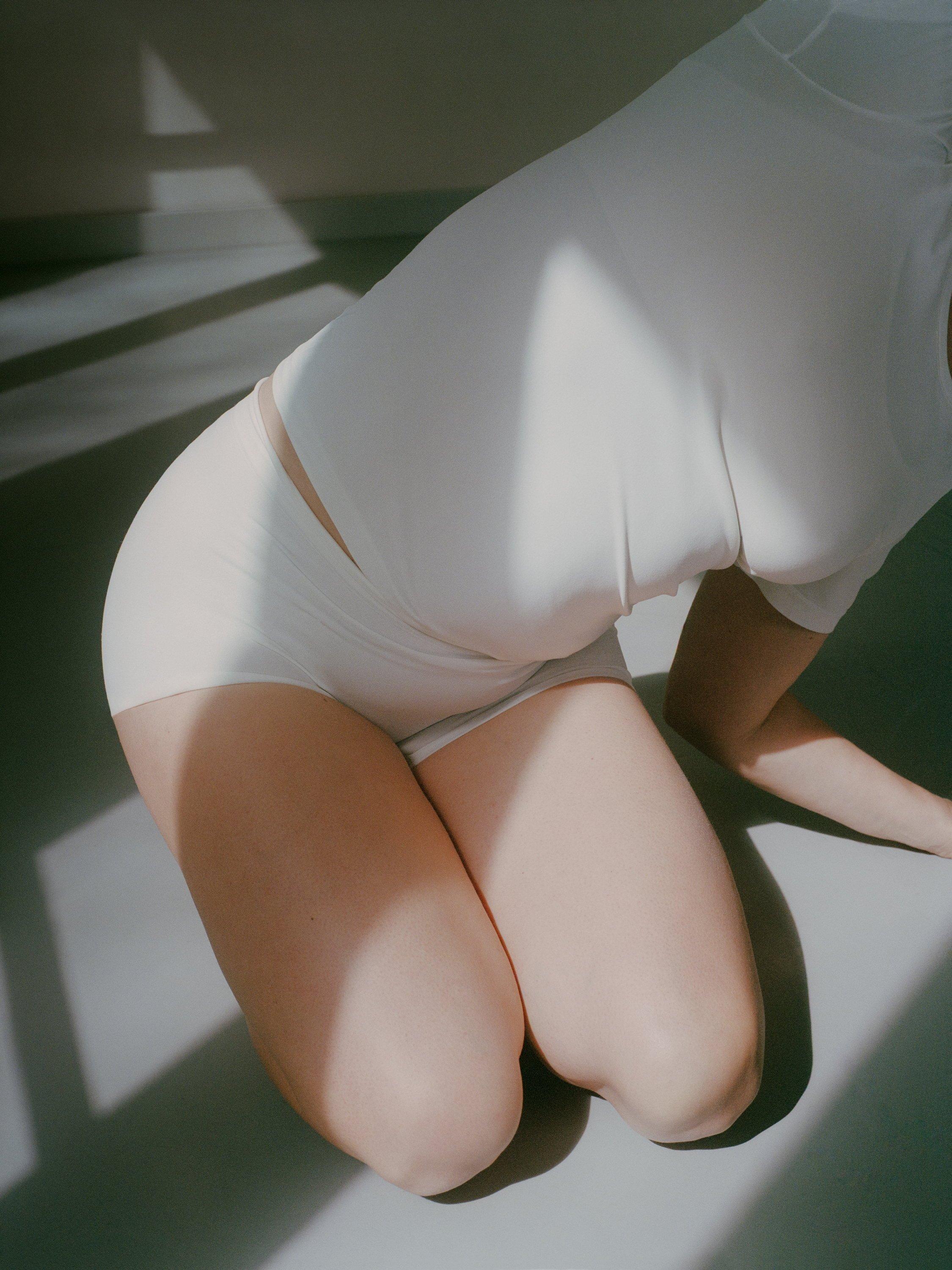 A woman dressed in menopause clothing from Female Engineering.