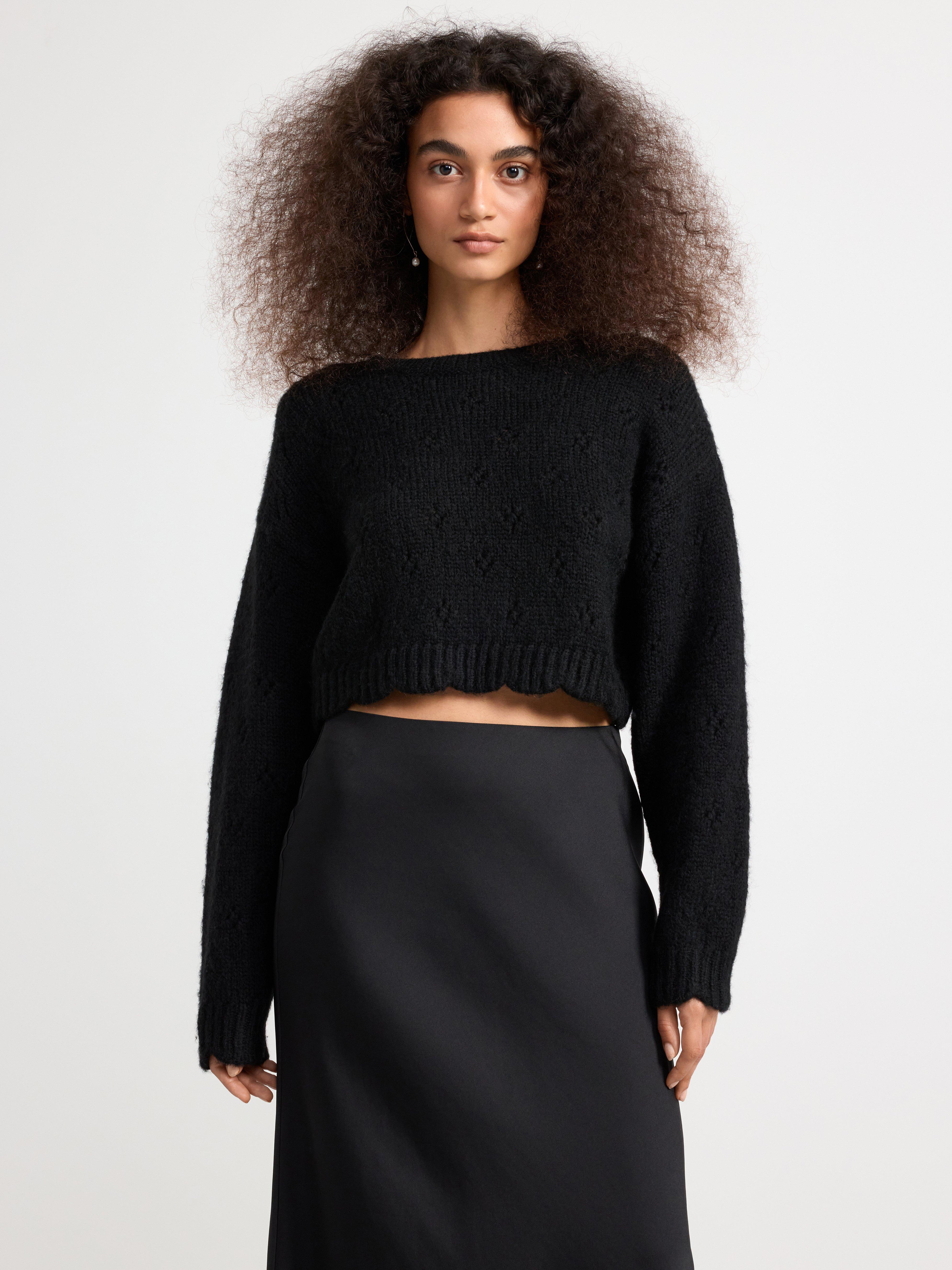 Black cropped hotsell knitted jumper