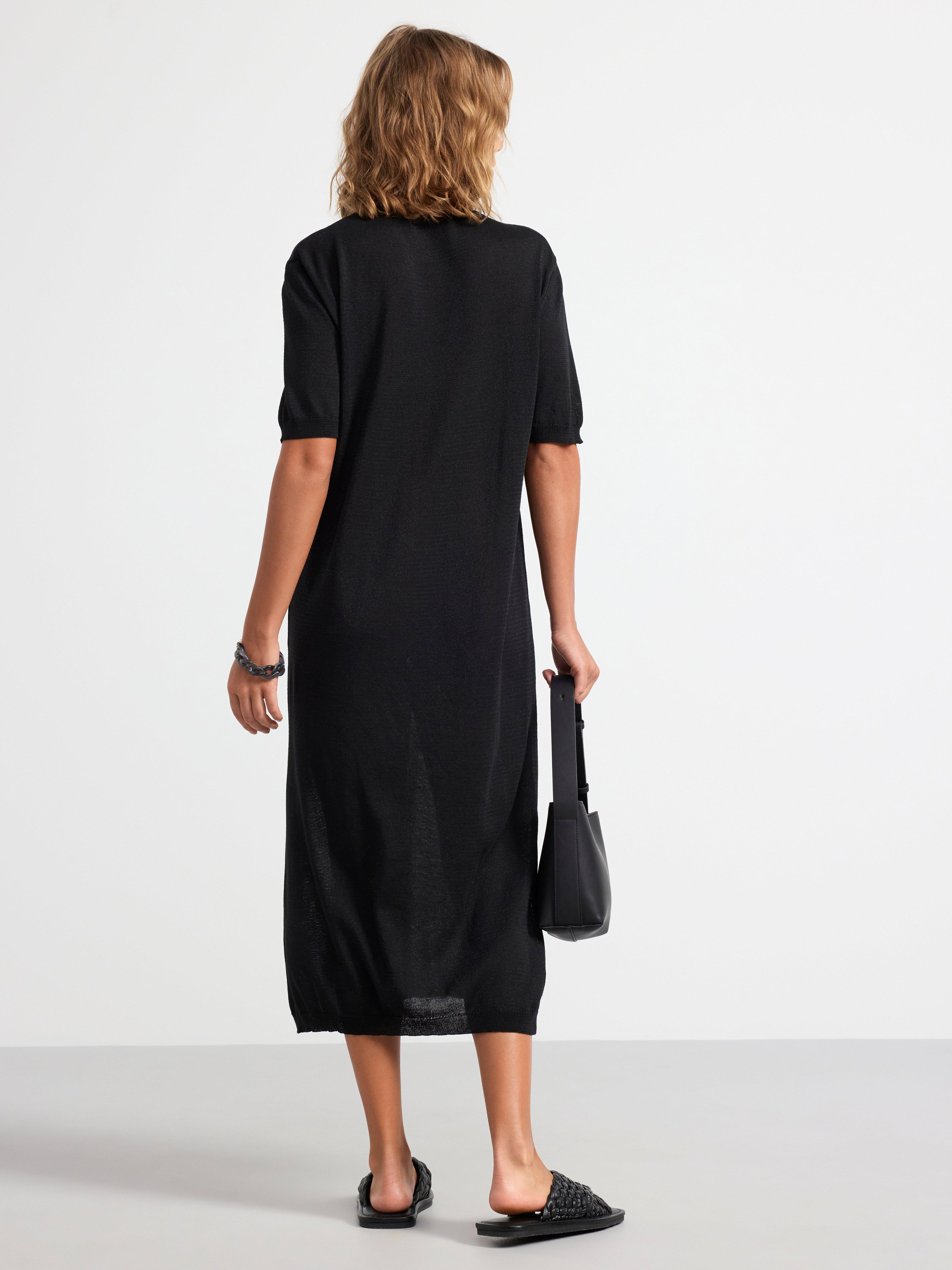 Black knit dress short clearance sleeve