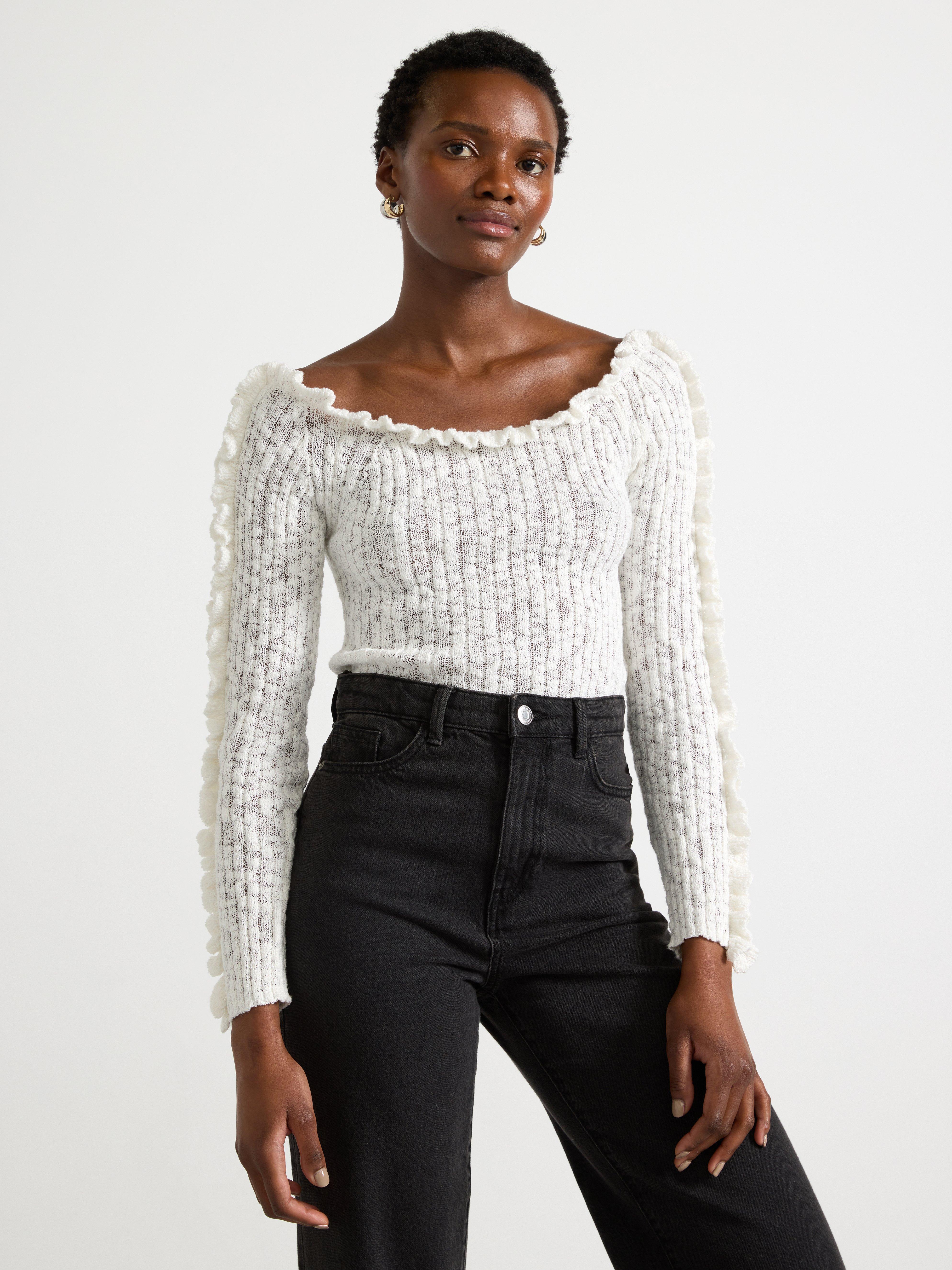 Off the shoulder online white jumper