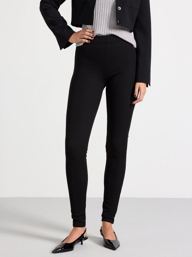 Ribbed leggings with brushed inside