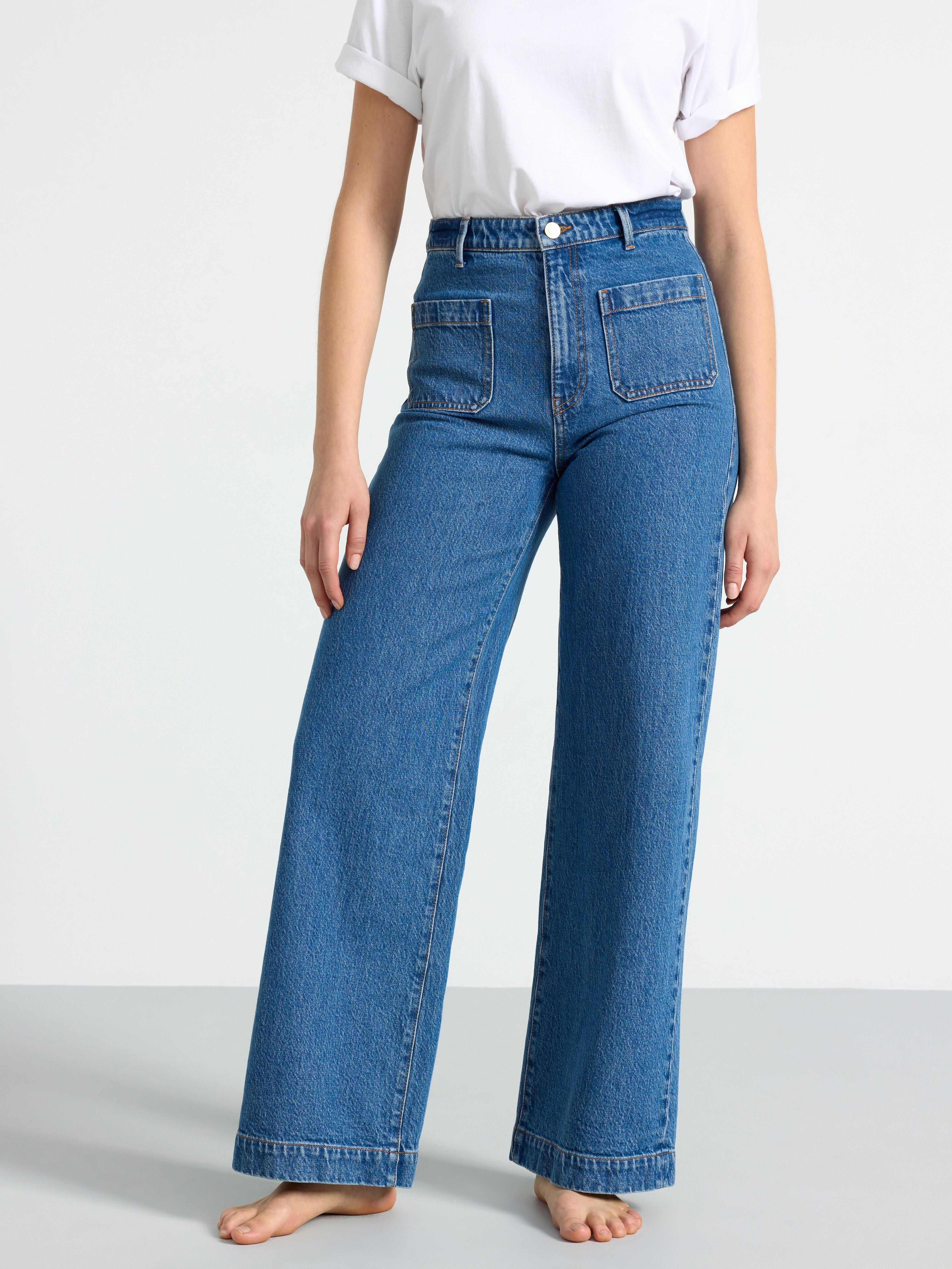 High waist Jeans med vida ben