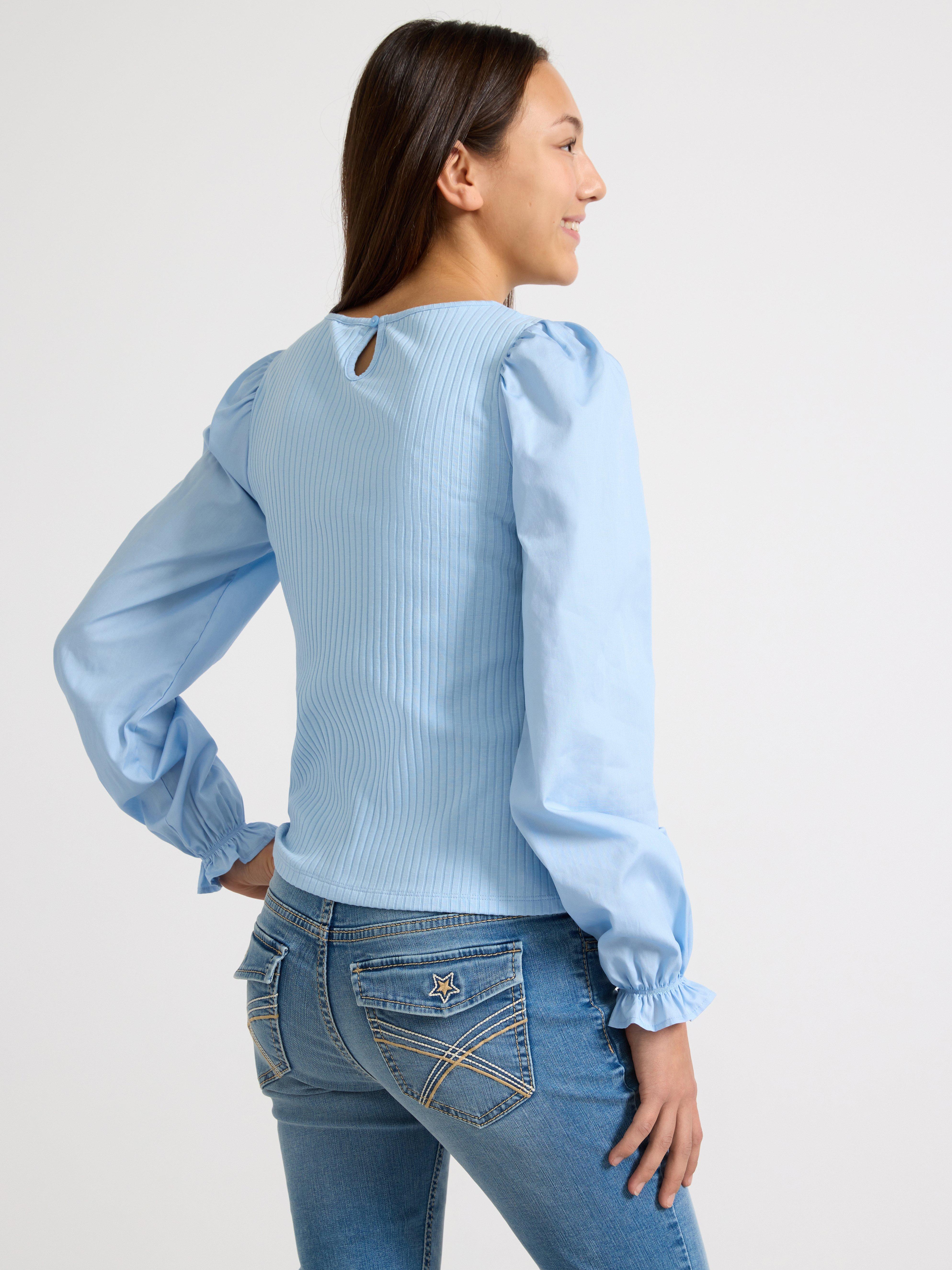 Ribbed top 2025 with puff sleeves