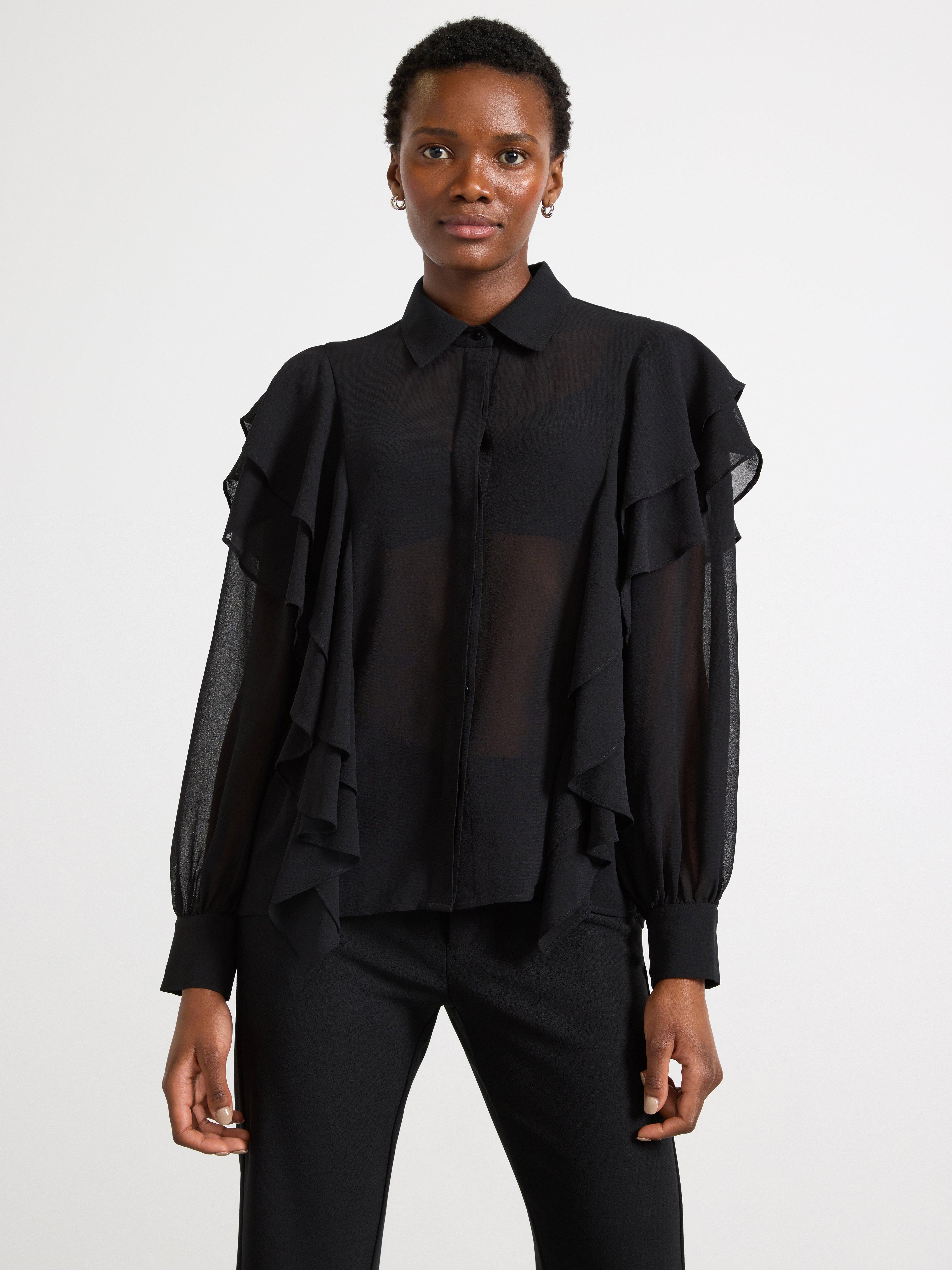 Black chiffon best sale blouse uk