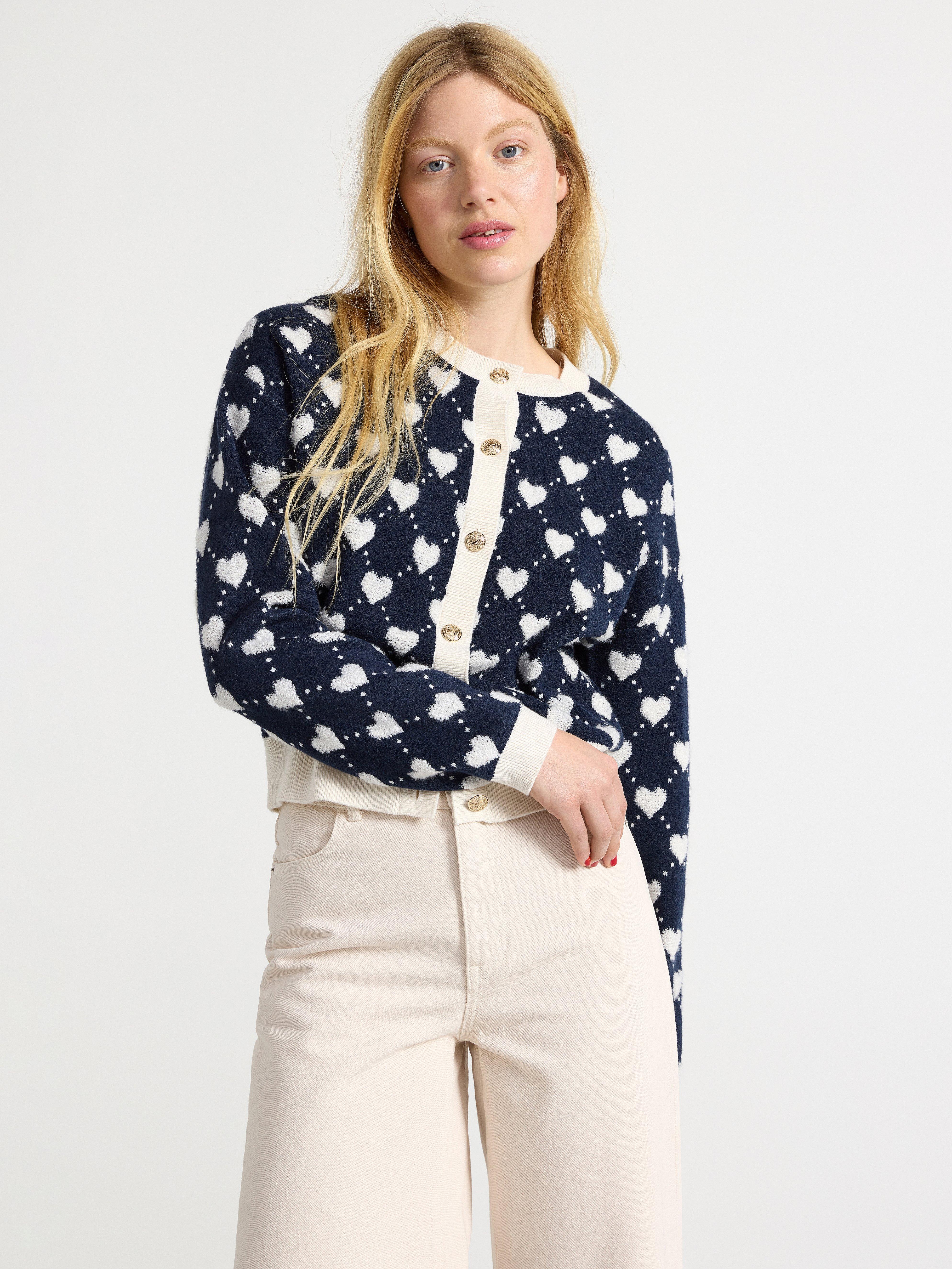 Jacquardstickad Cardigan