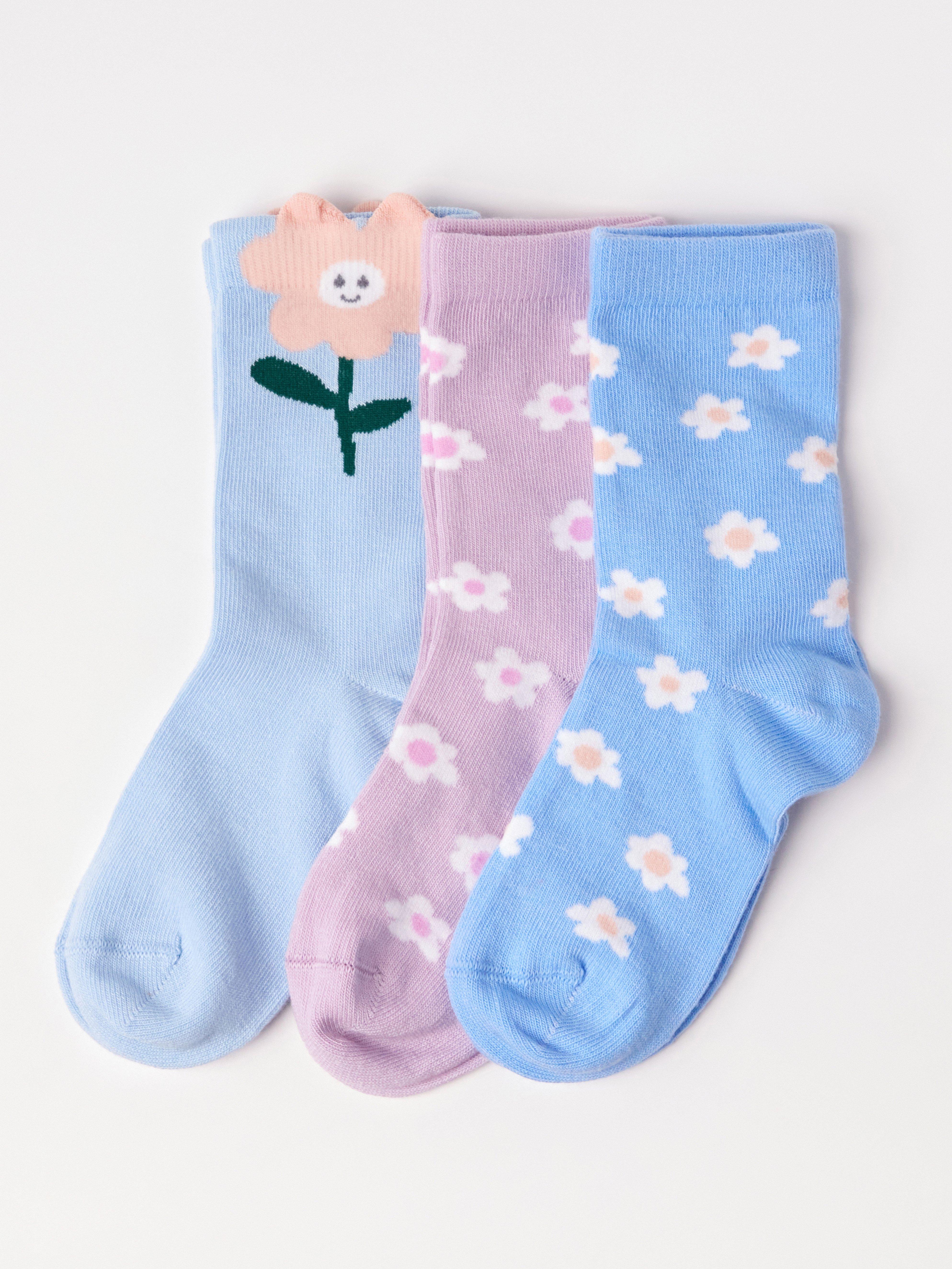 3-pack Strumpor med blommor