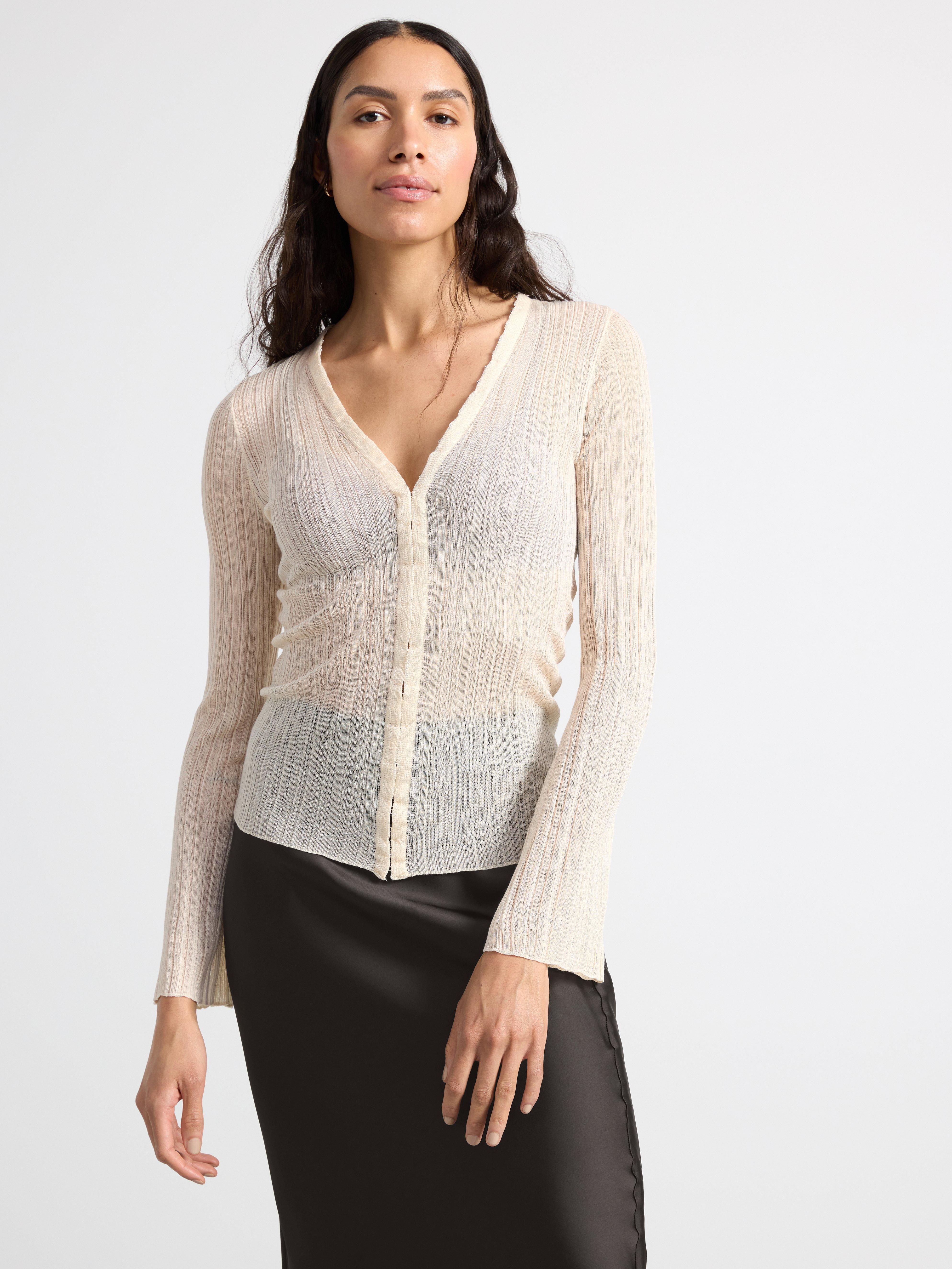 Women's Cropped Cardigan Long Sleeve V Neck Hook and Eye Knit Tops