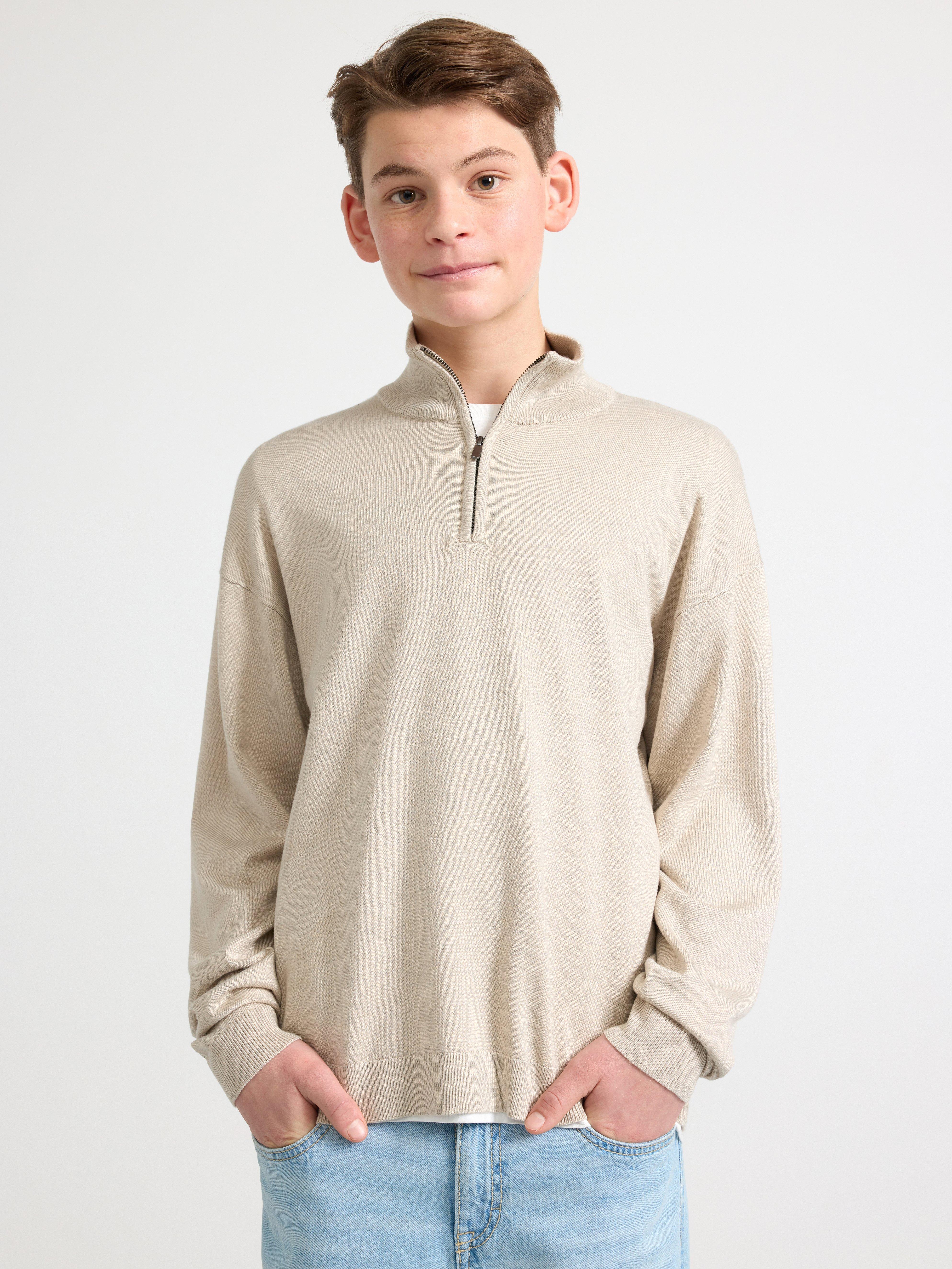 Beige half zip online jumper