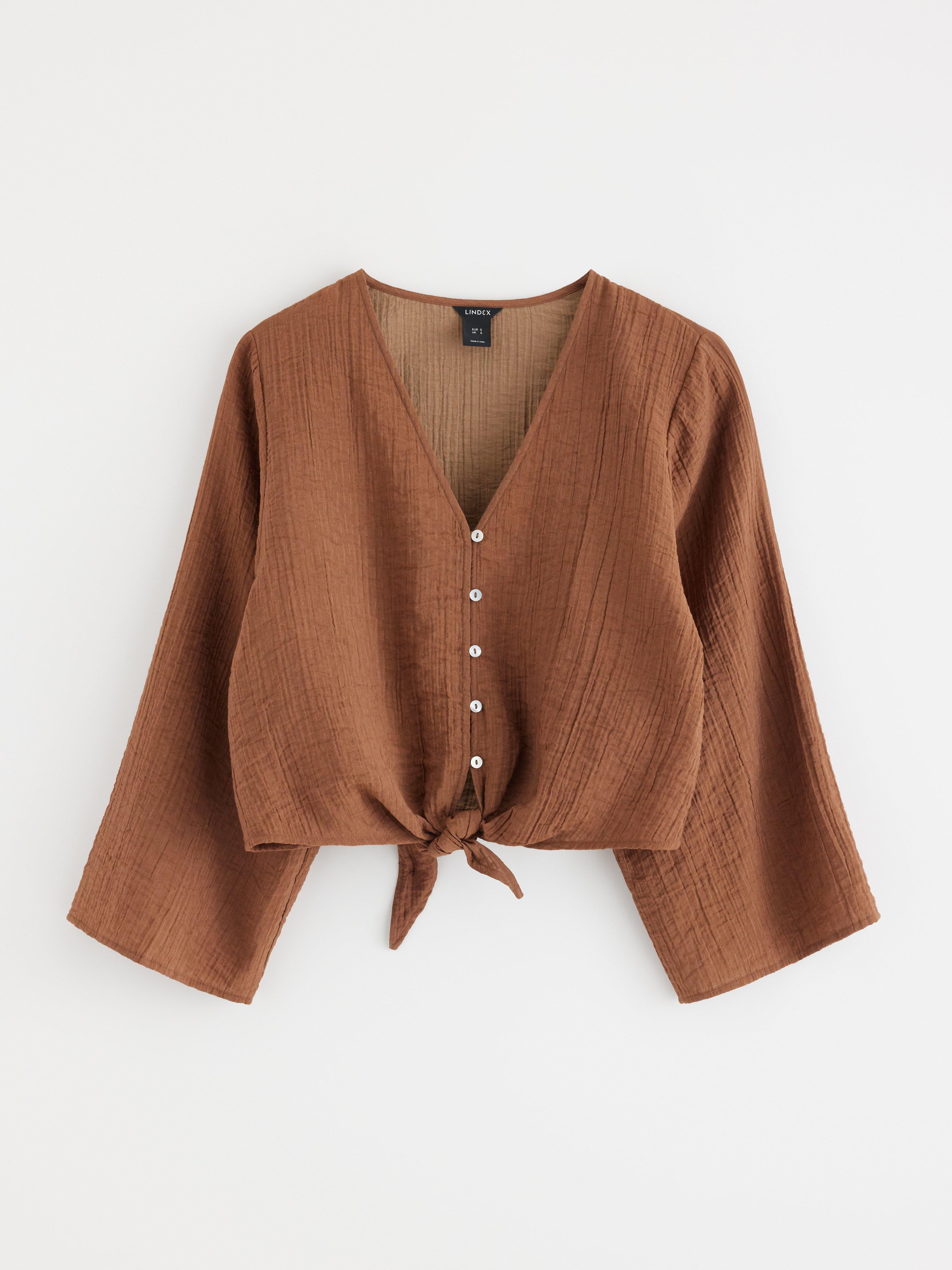 Omslagsbluse - Dame - Brun