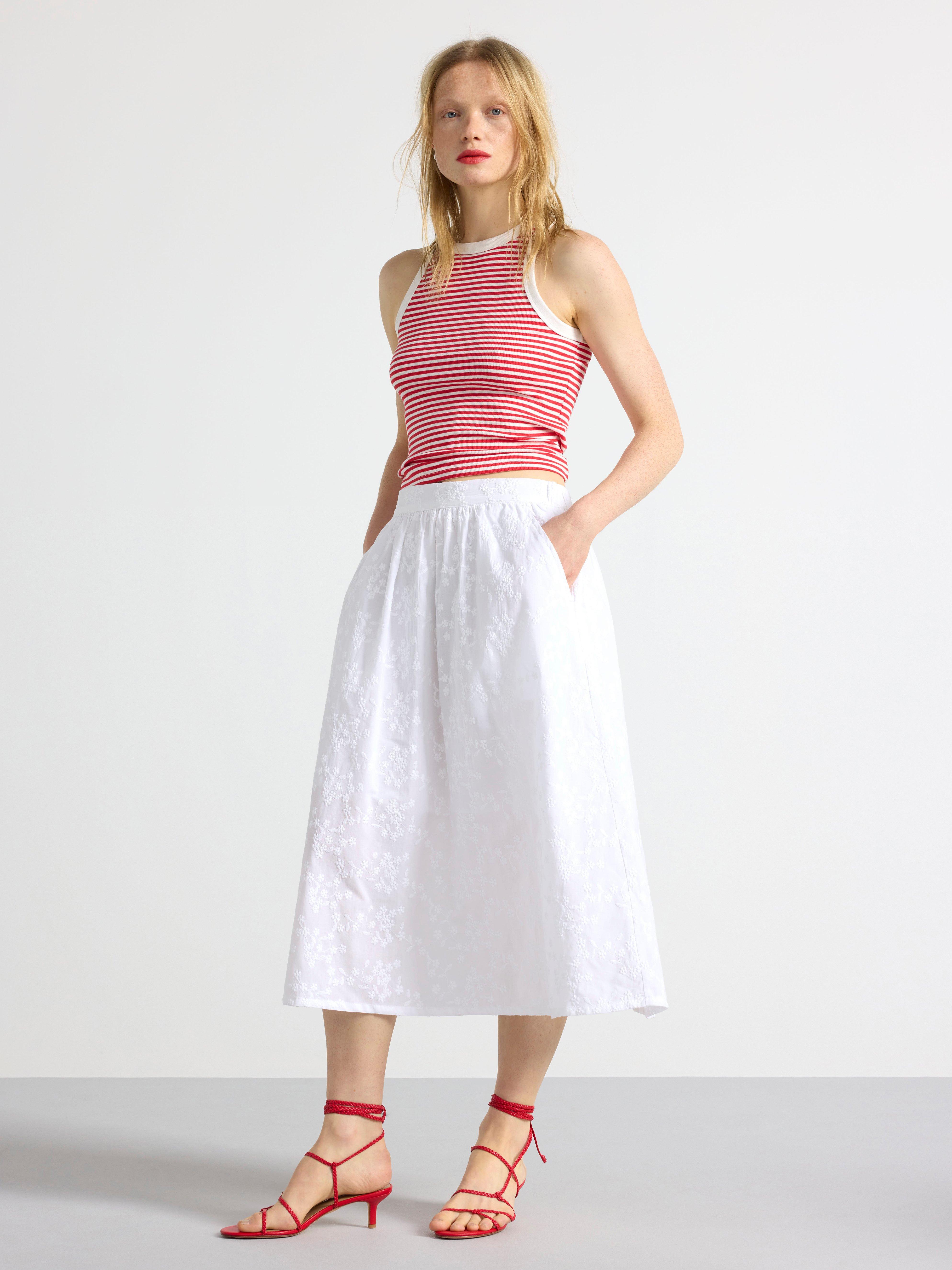 Women's Midi Skirt Lace Embroidery Straight High Waist