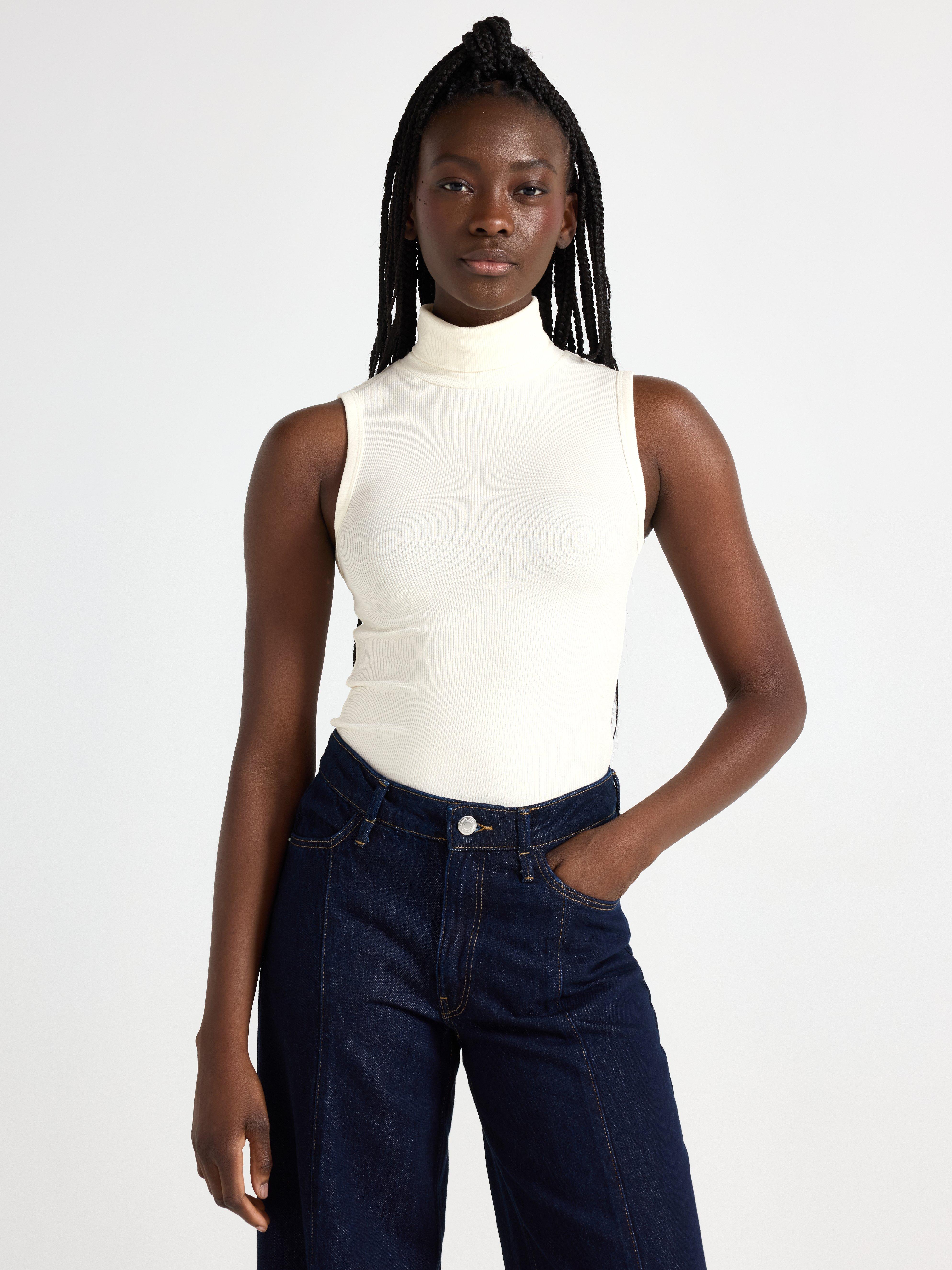 Roller Neck Top - Womens Wear - White