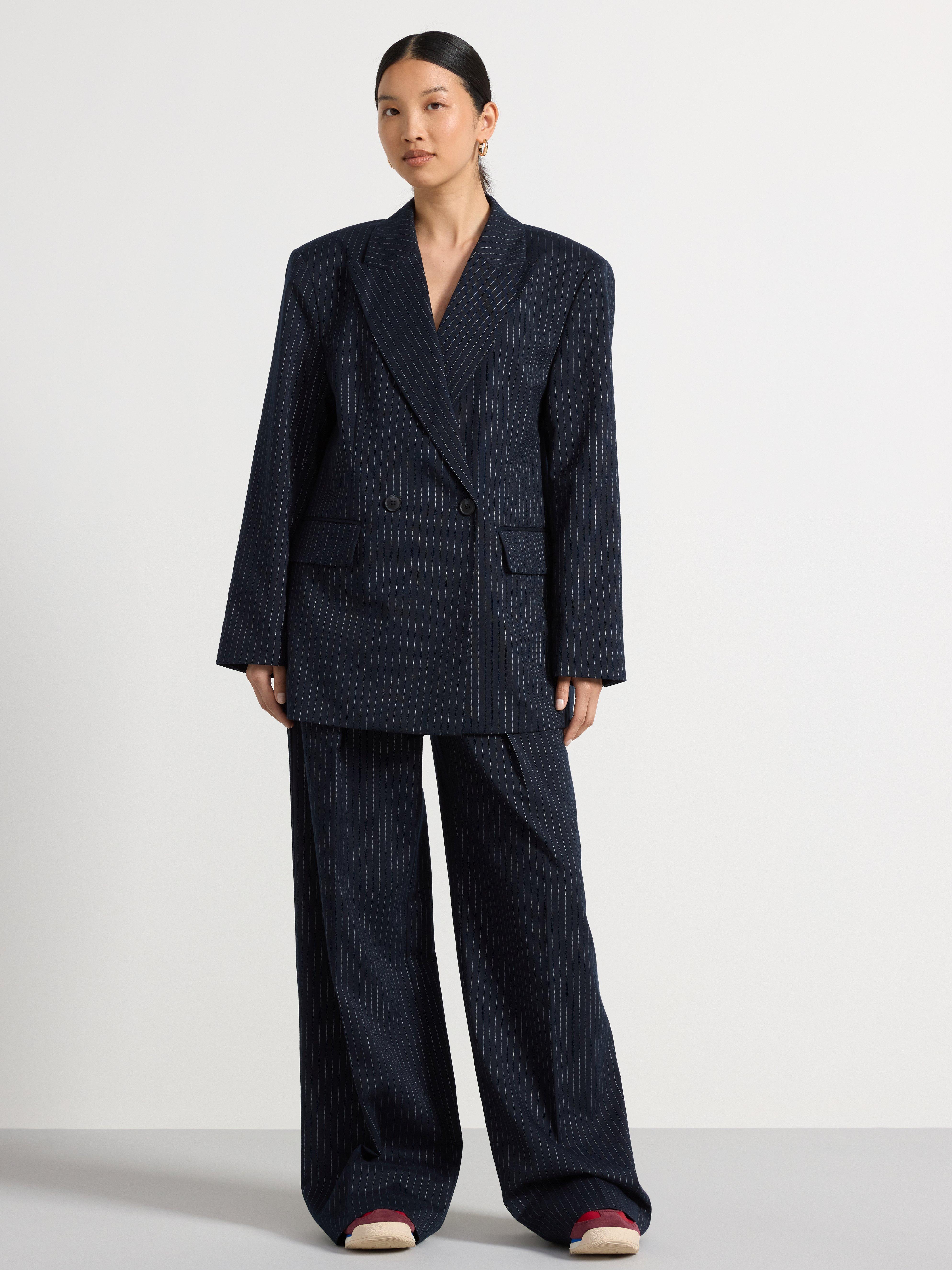 Pieces - Pcfalka Ls Fittet Pinstriped Blazer - 5066610 Black White Pinstripe main image 1