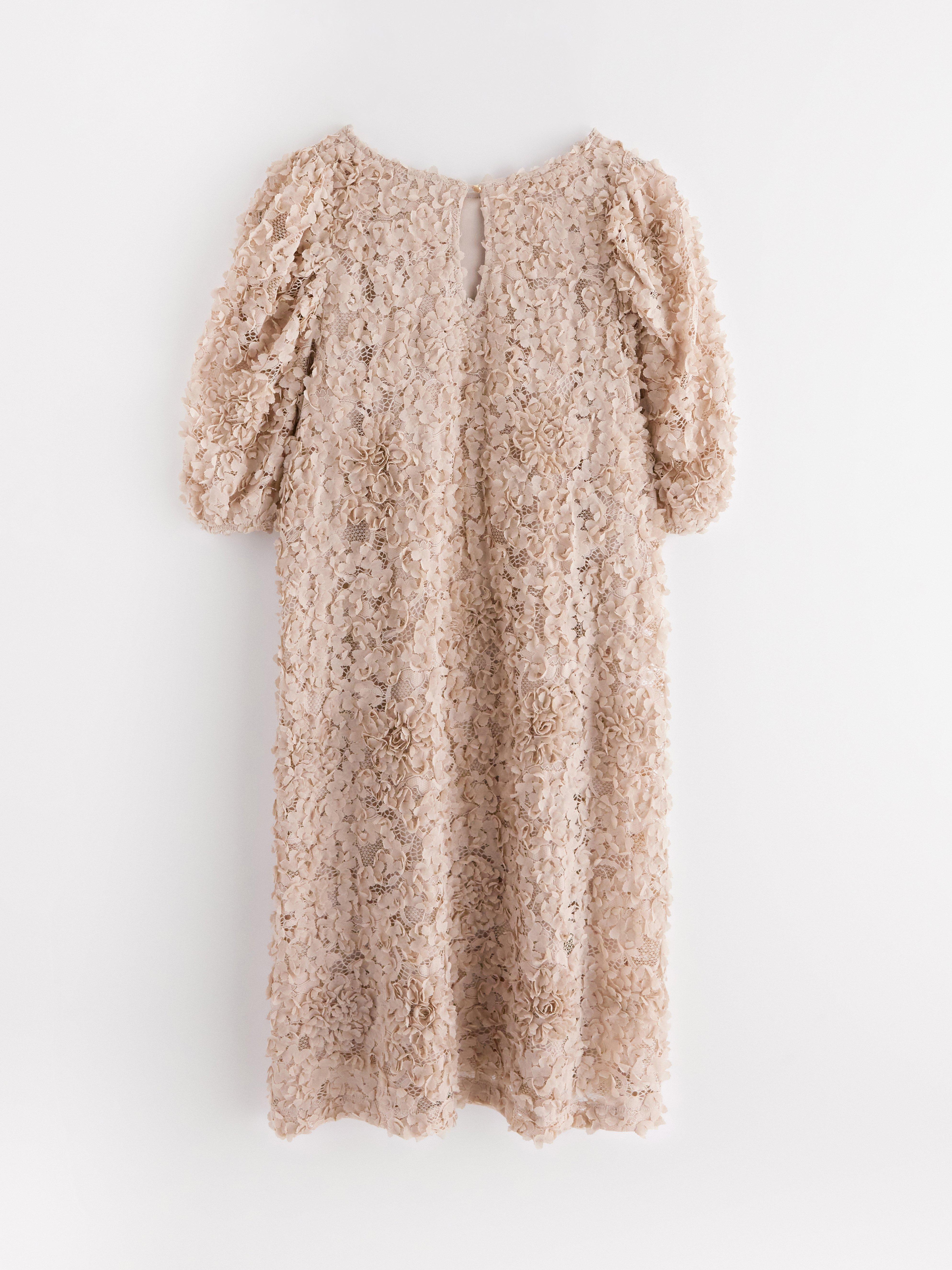 long beige chiffon dress SAME Ruched Chiffon Dress | Gold main image 1