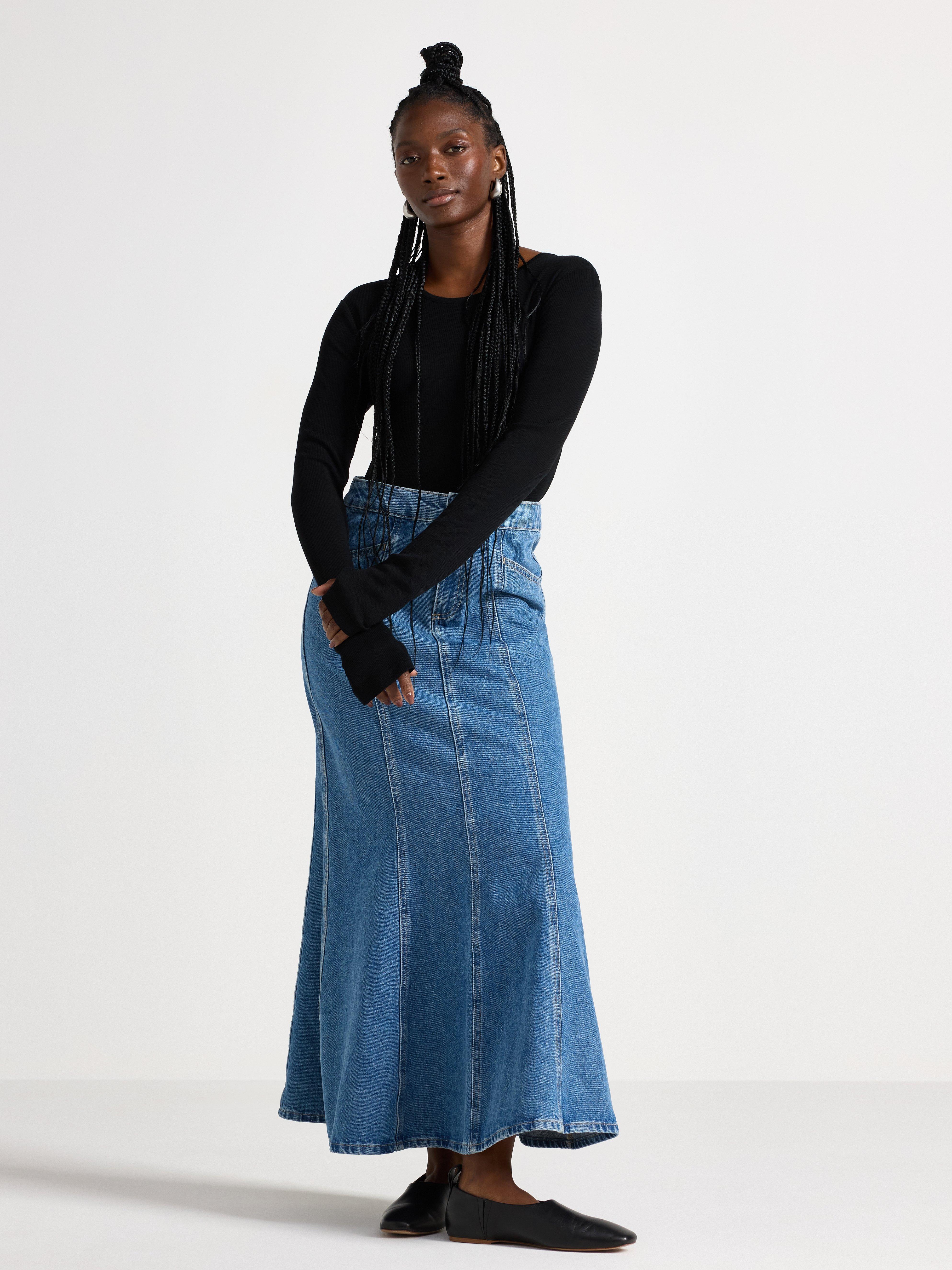 Long denim skirt Lindex