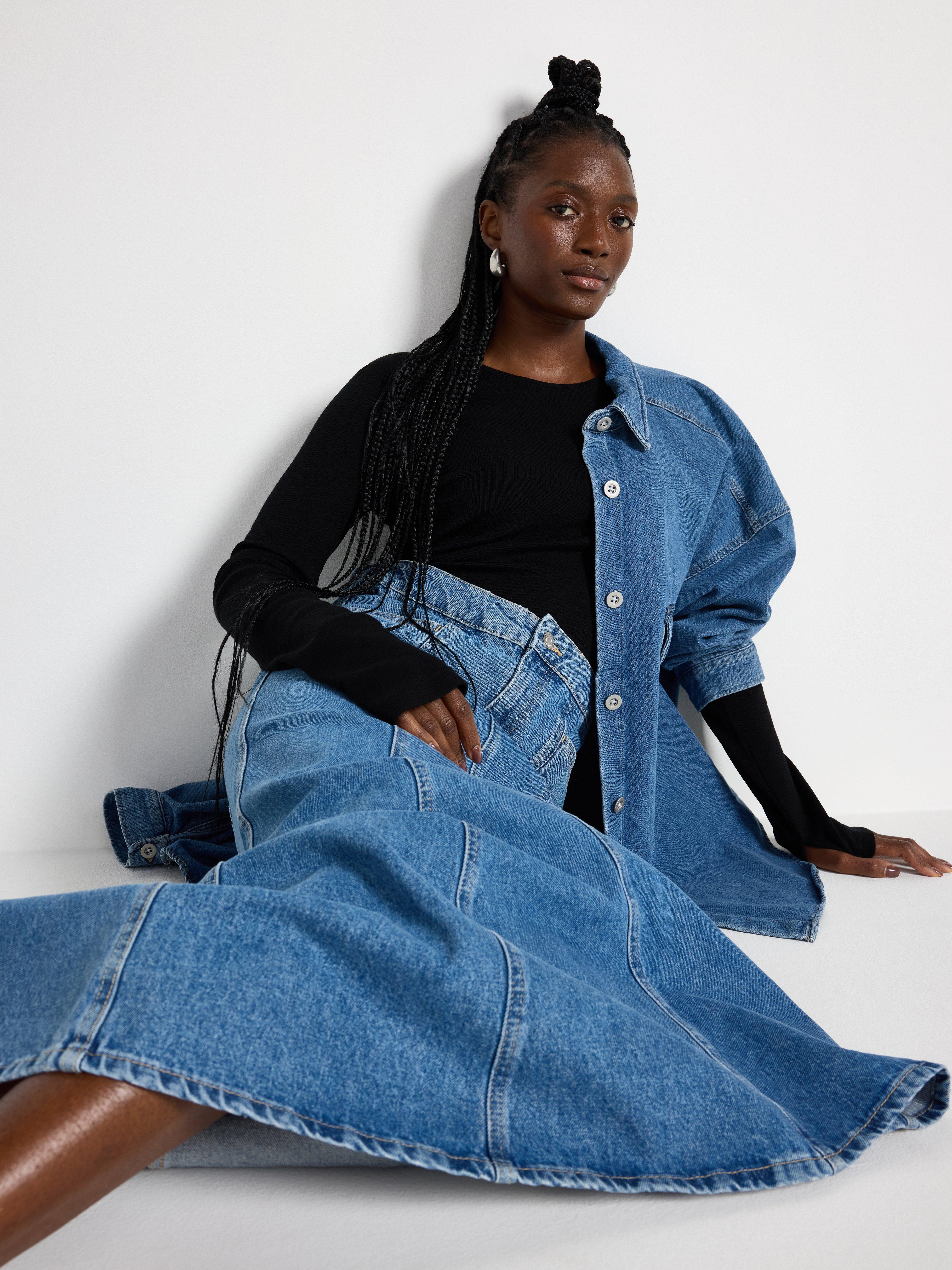 Long denim skirt Lindex