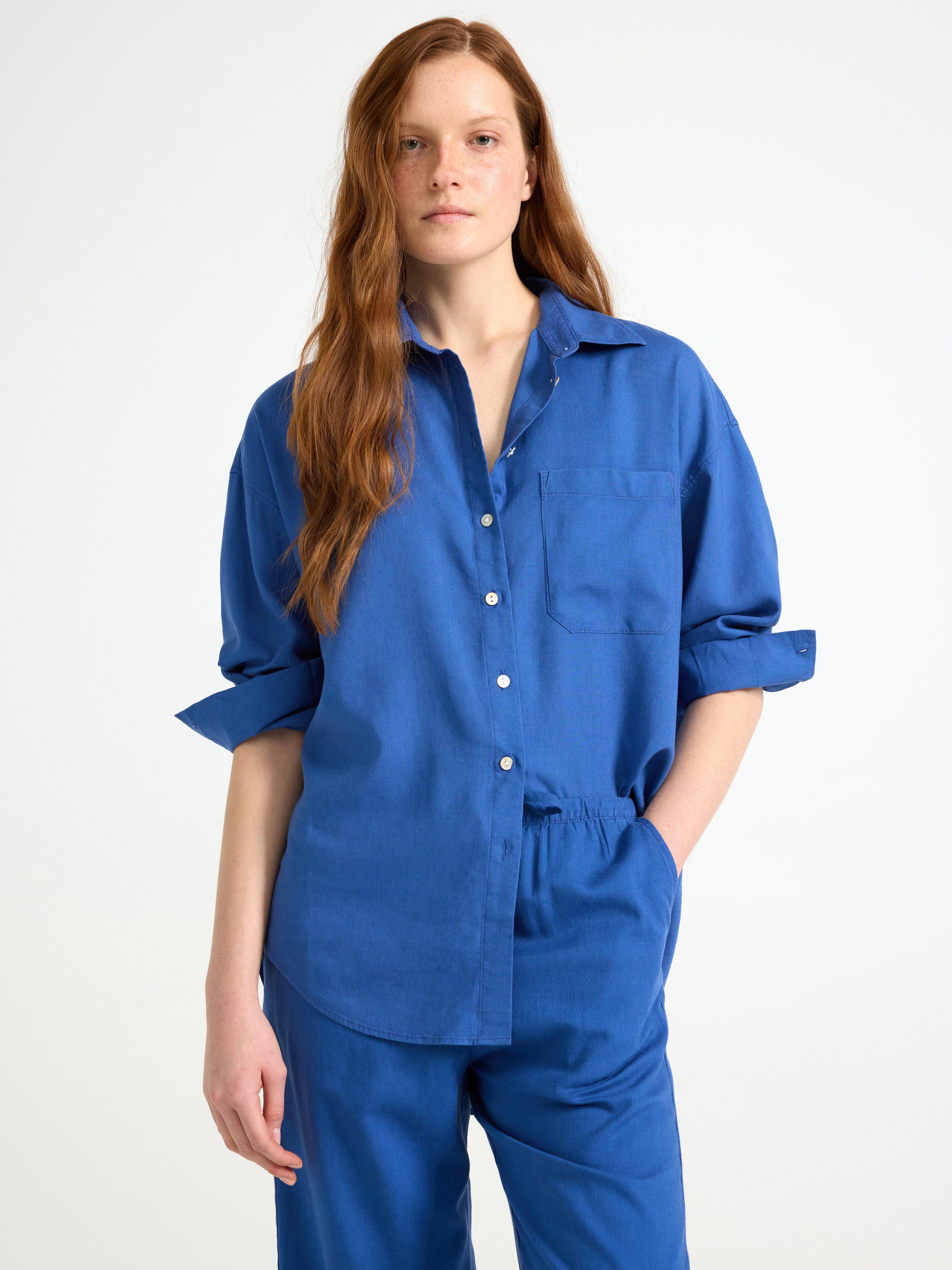 Red linen-blend shirt main image 0