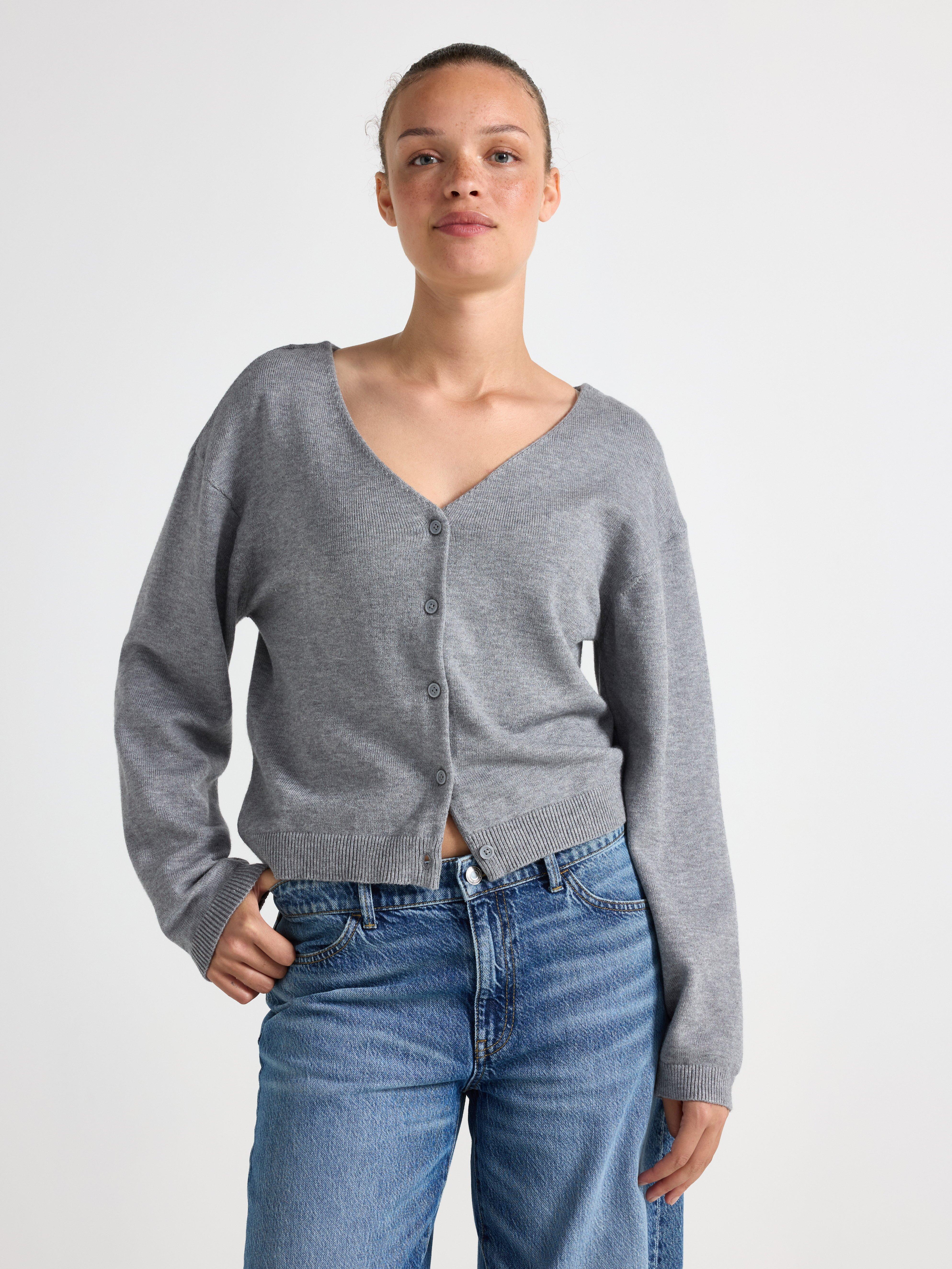 Cardigan - Dam - Grå