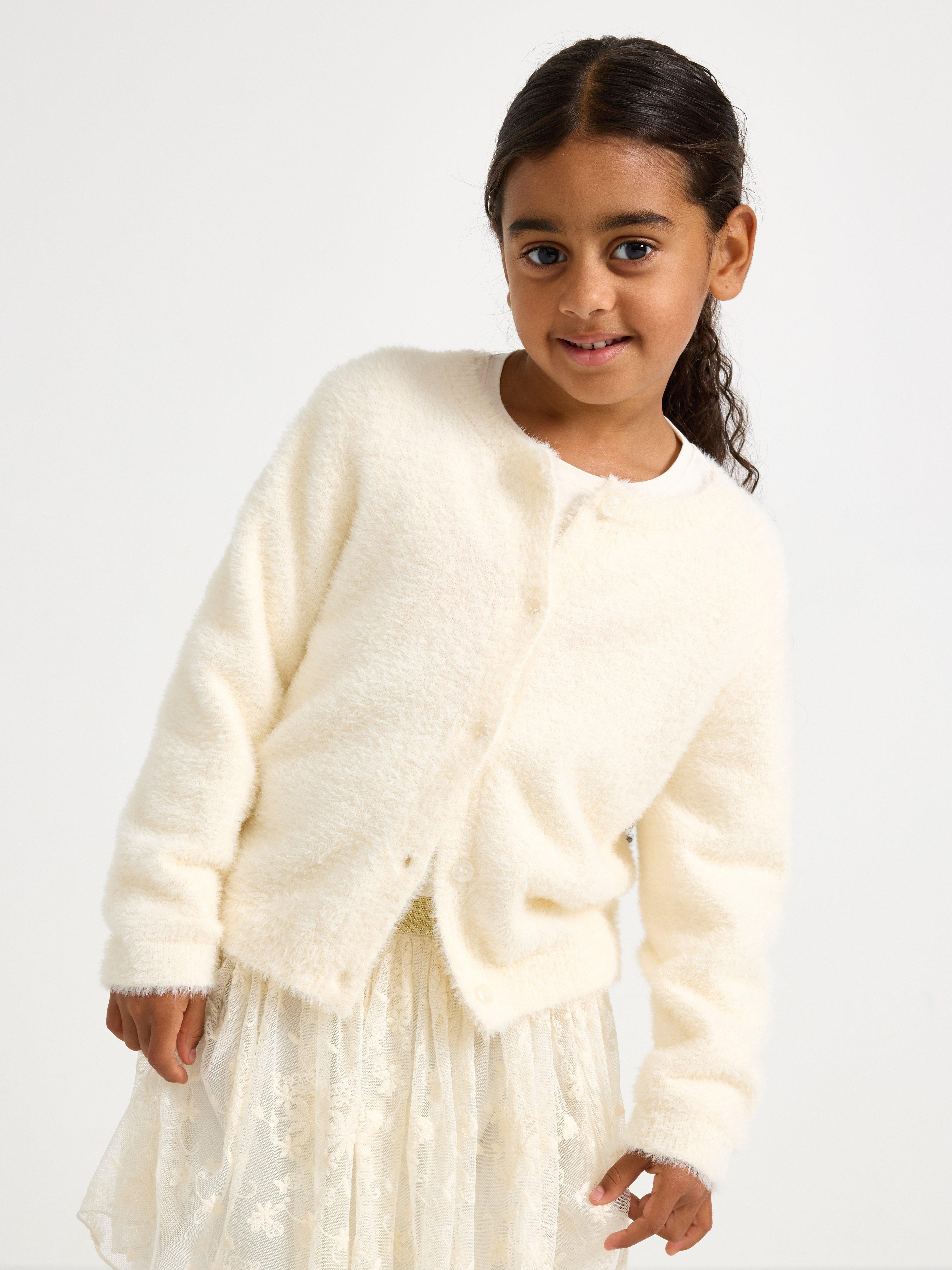 Cardigan - Børn - Hvid