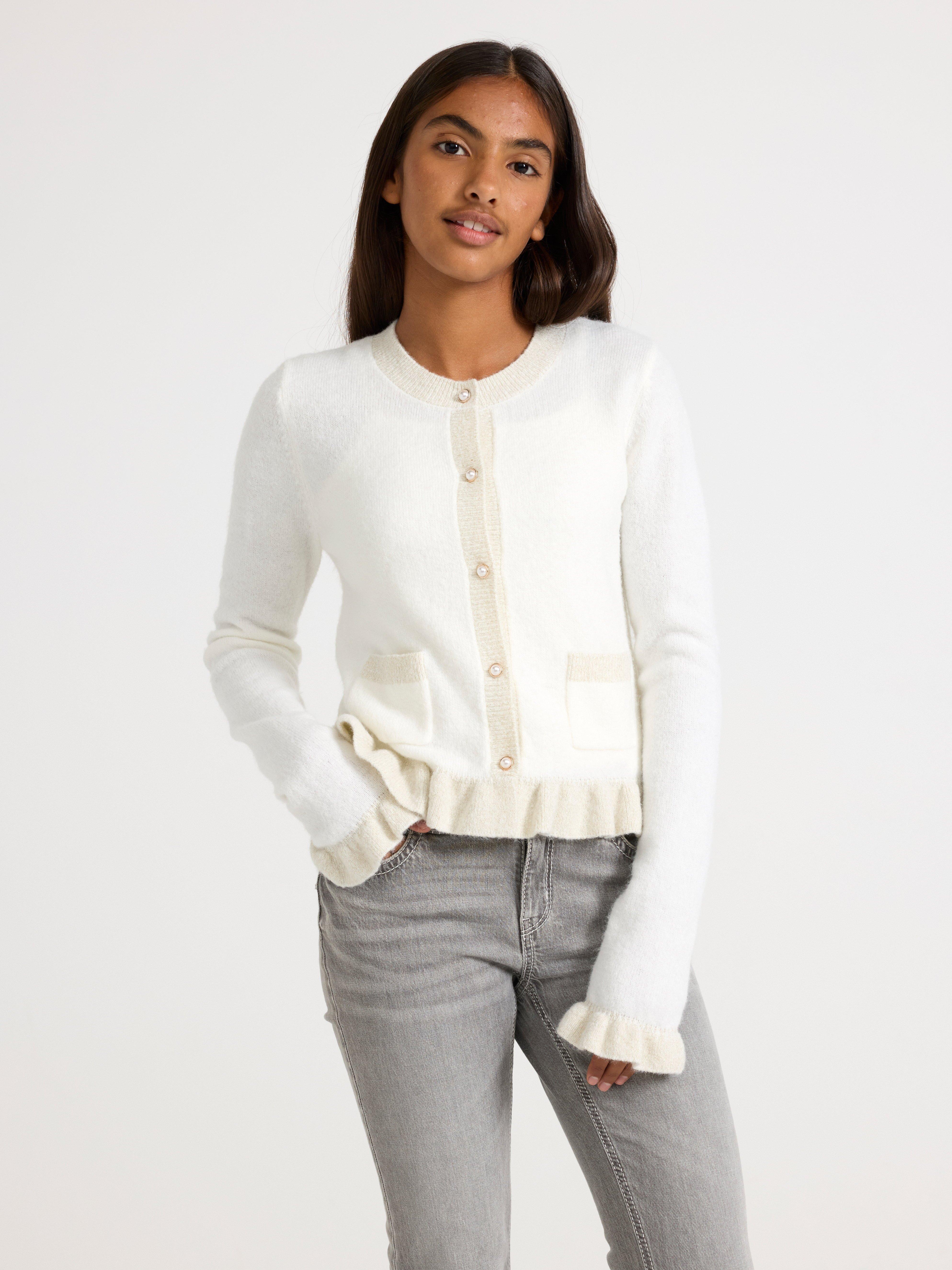 Cardigan - Børn - Hvid