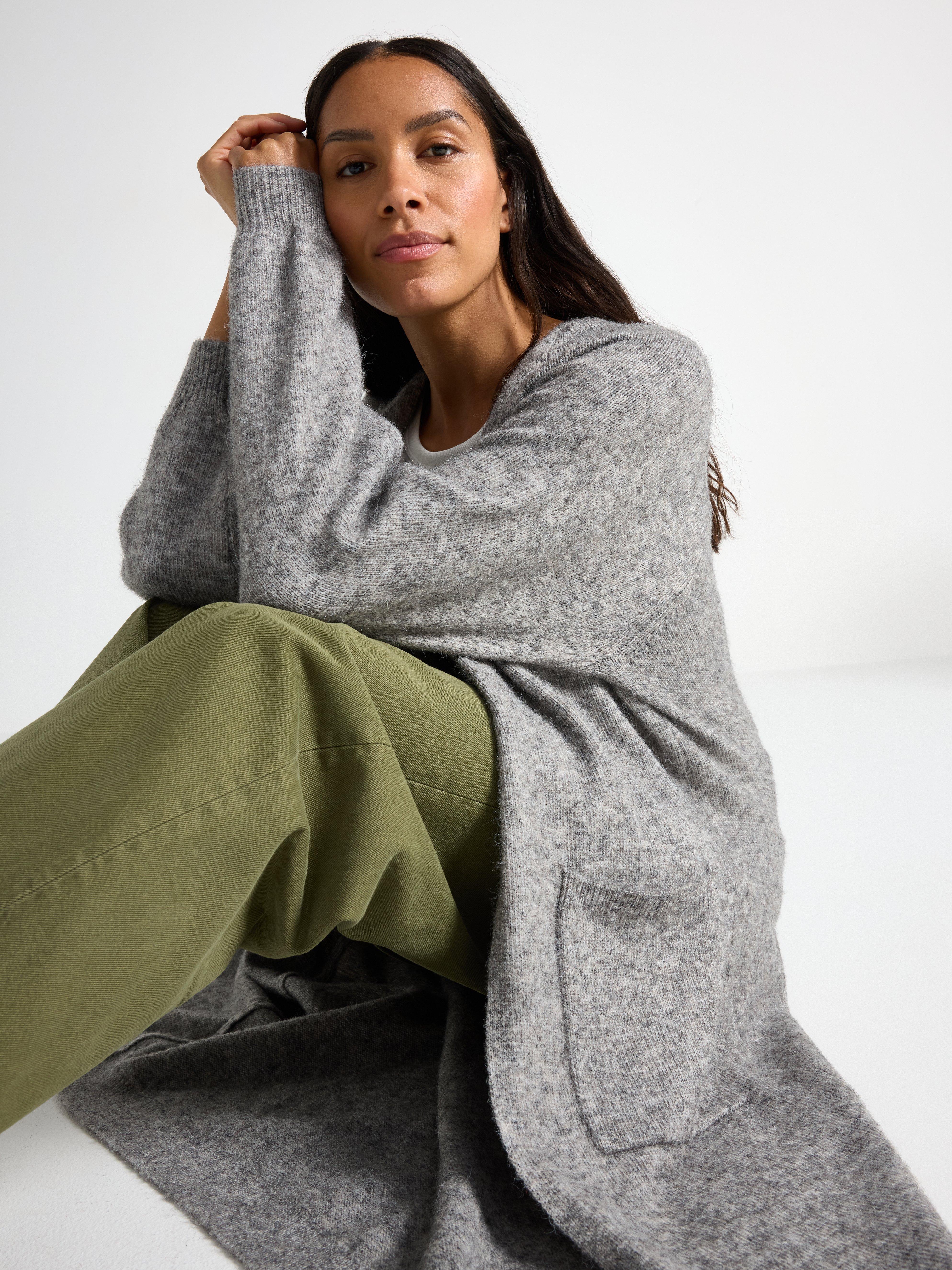 Maxi cardigan - Dame - Grå