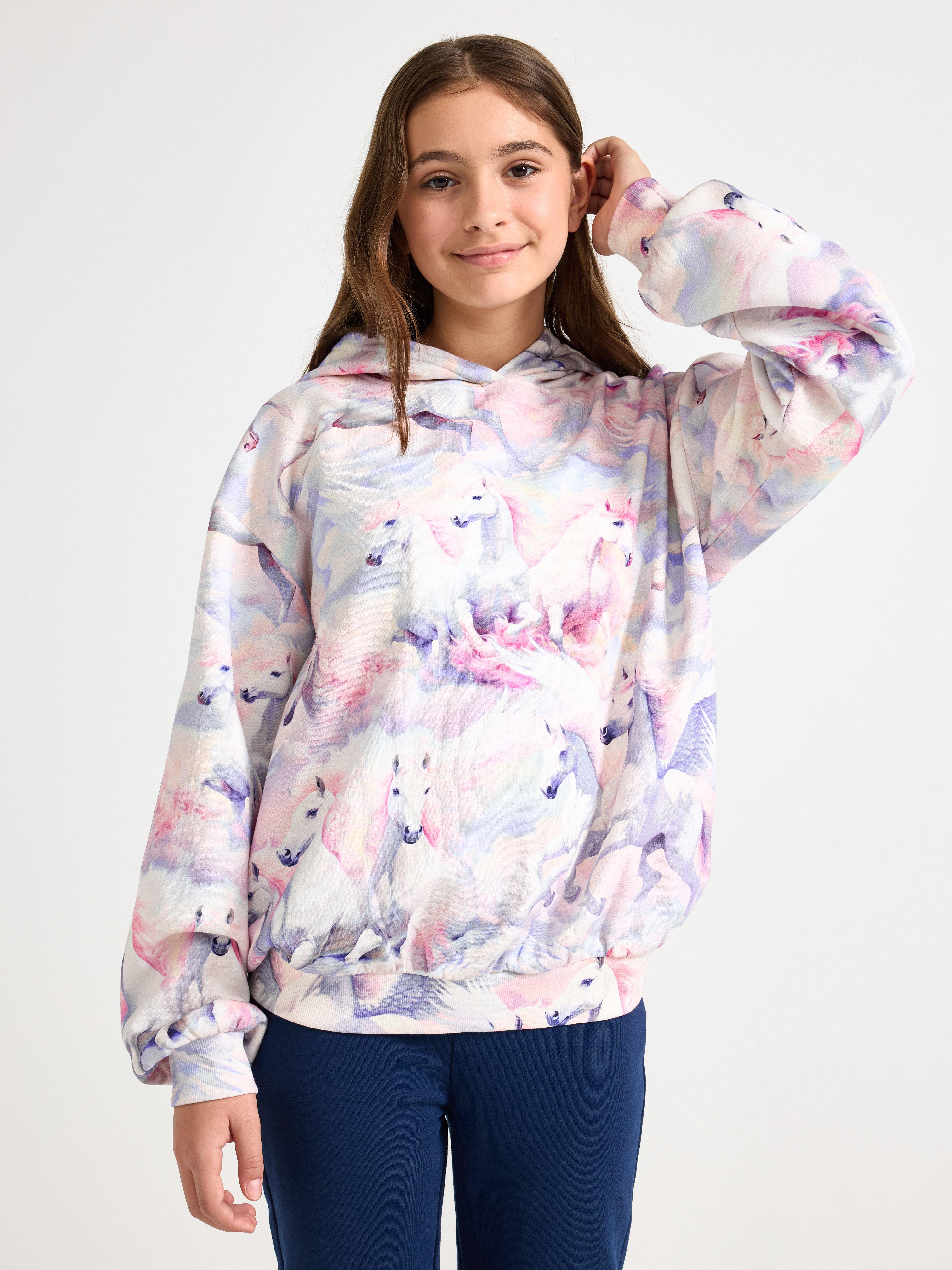 Sweatshirt med hætte - Børn - Hvid