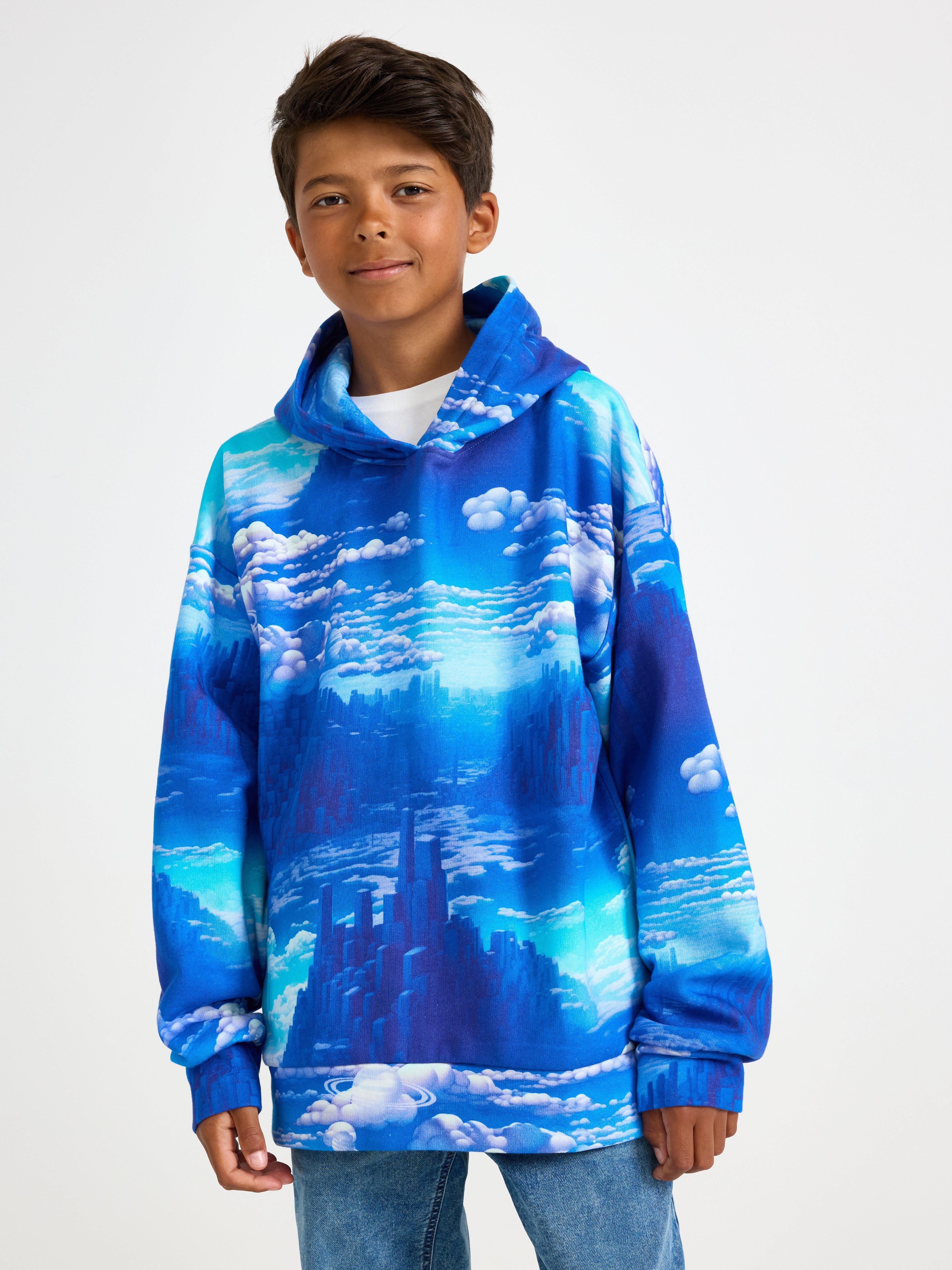 Sweatshirt med hætte - Børn - Blå