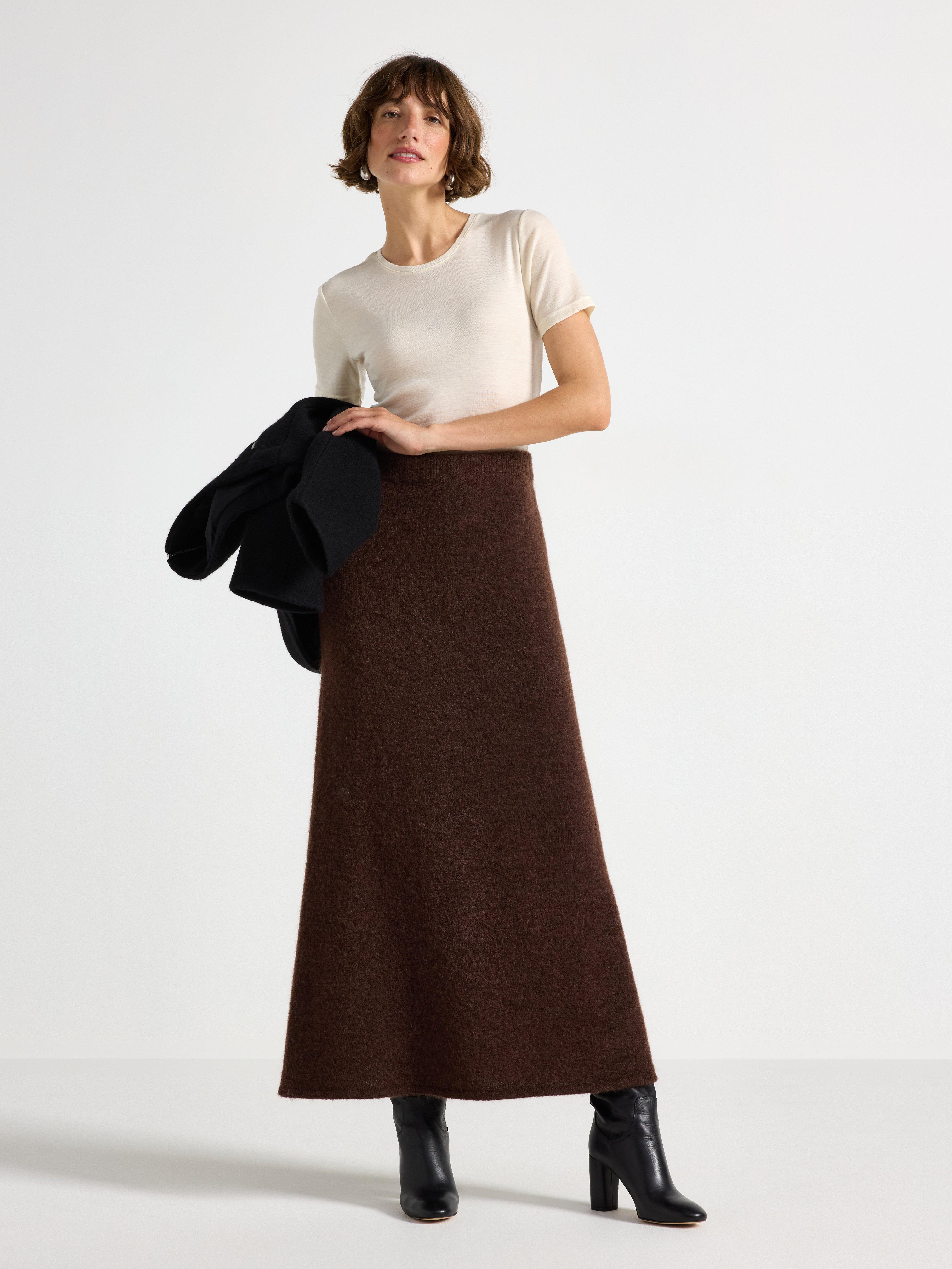Knitted maxi skirt in wool blend