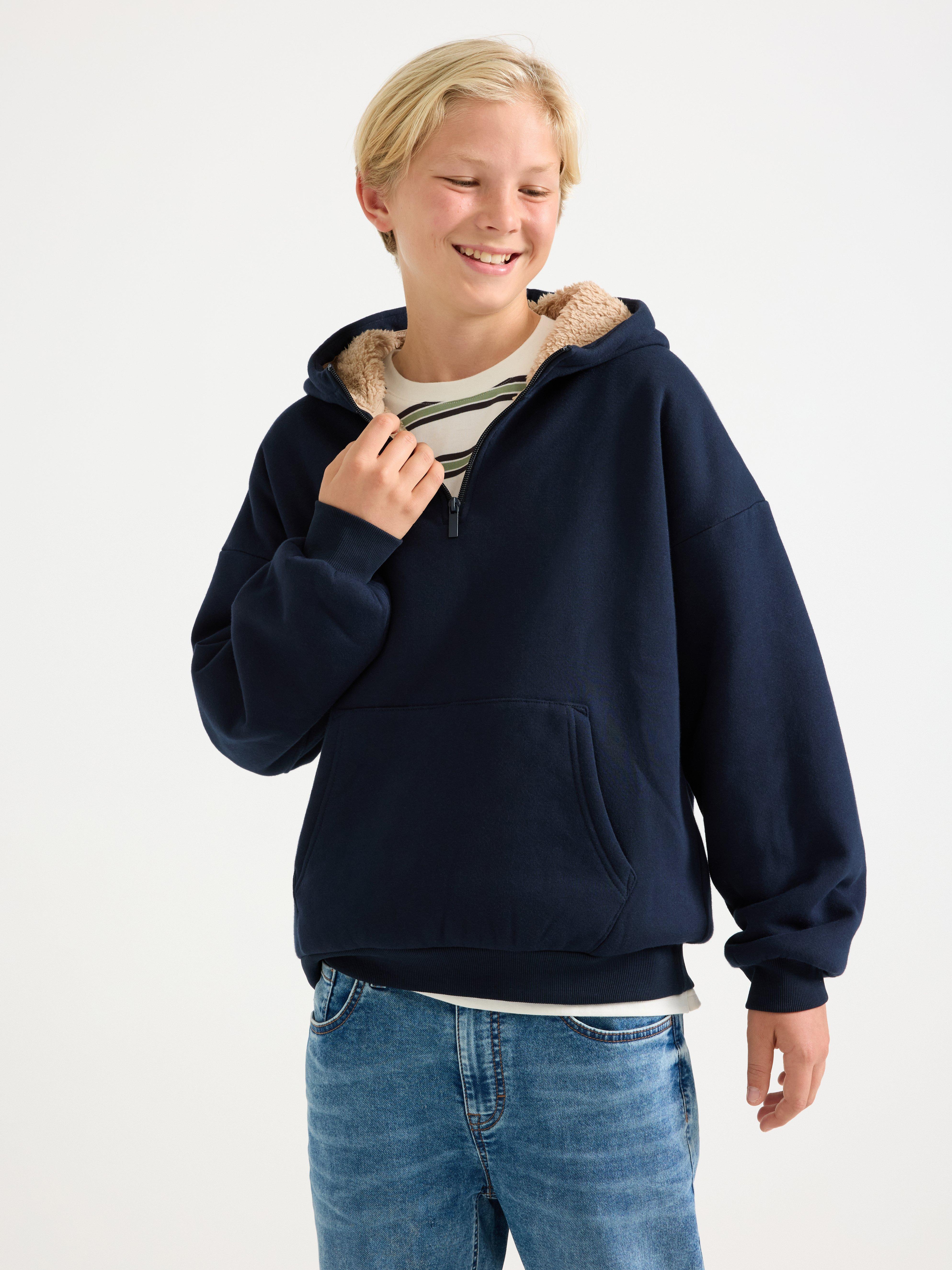 Sweatshirt med hætte - Børn - Blå