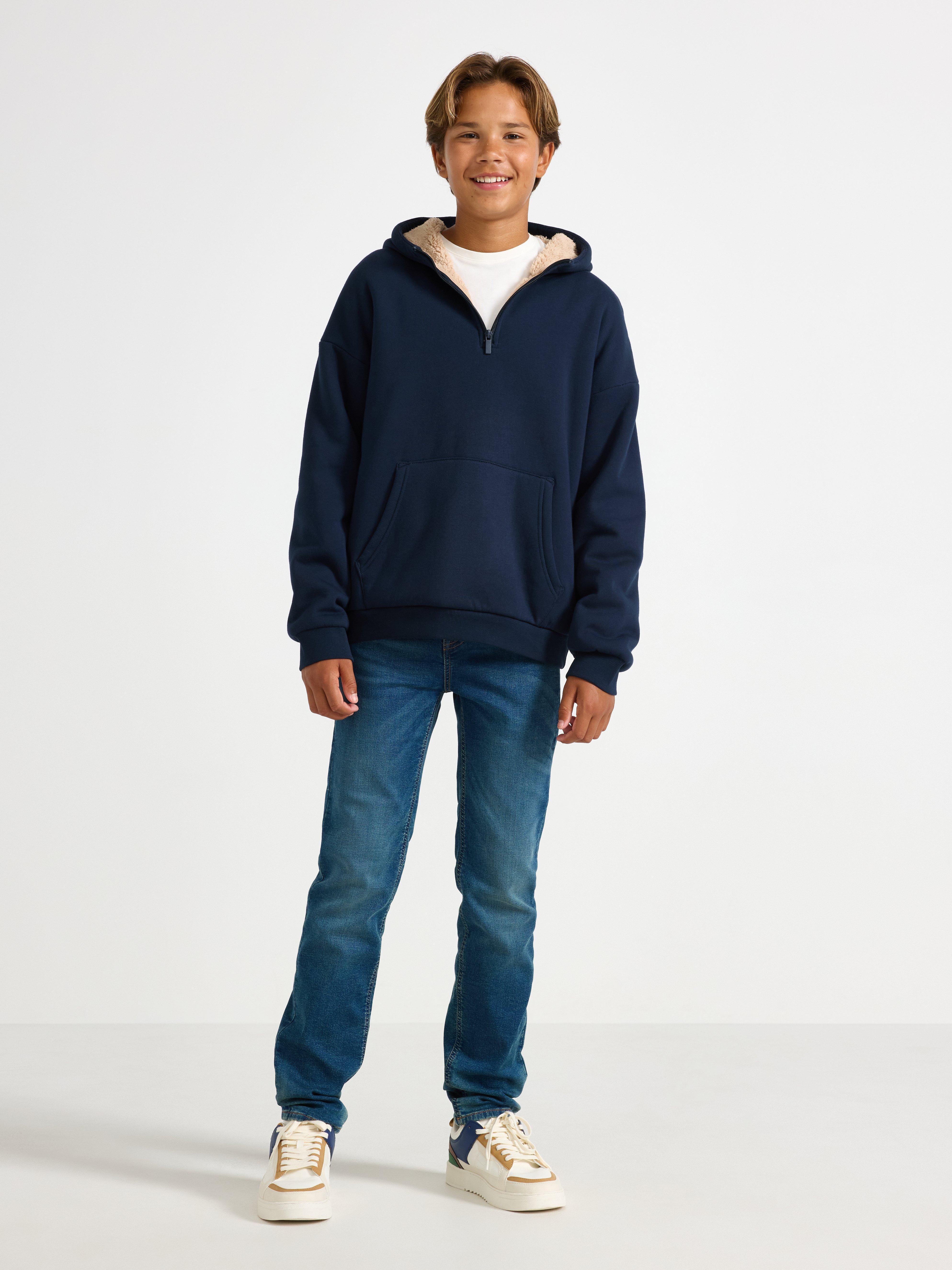 Sweatshirt med hætte - Børn - Blå