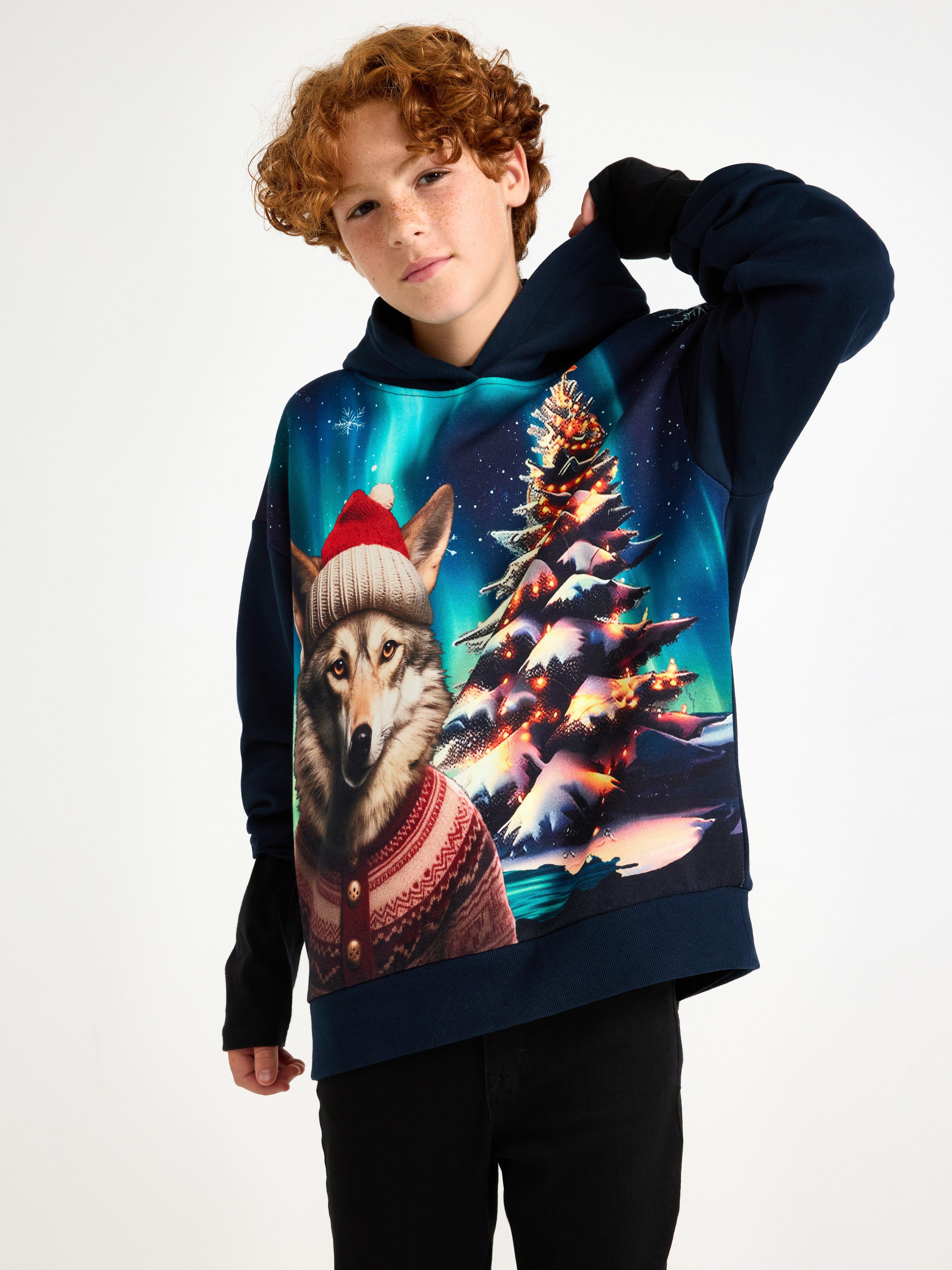 Sweatshirt med hætte - Børn - Blå