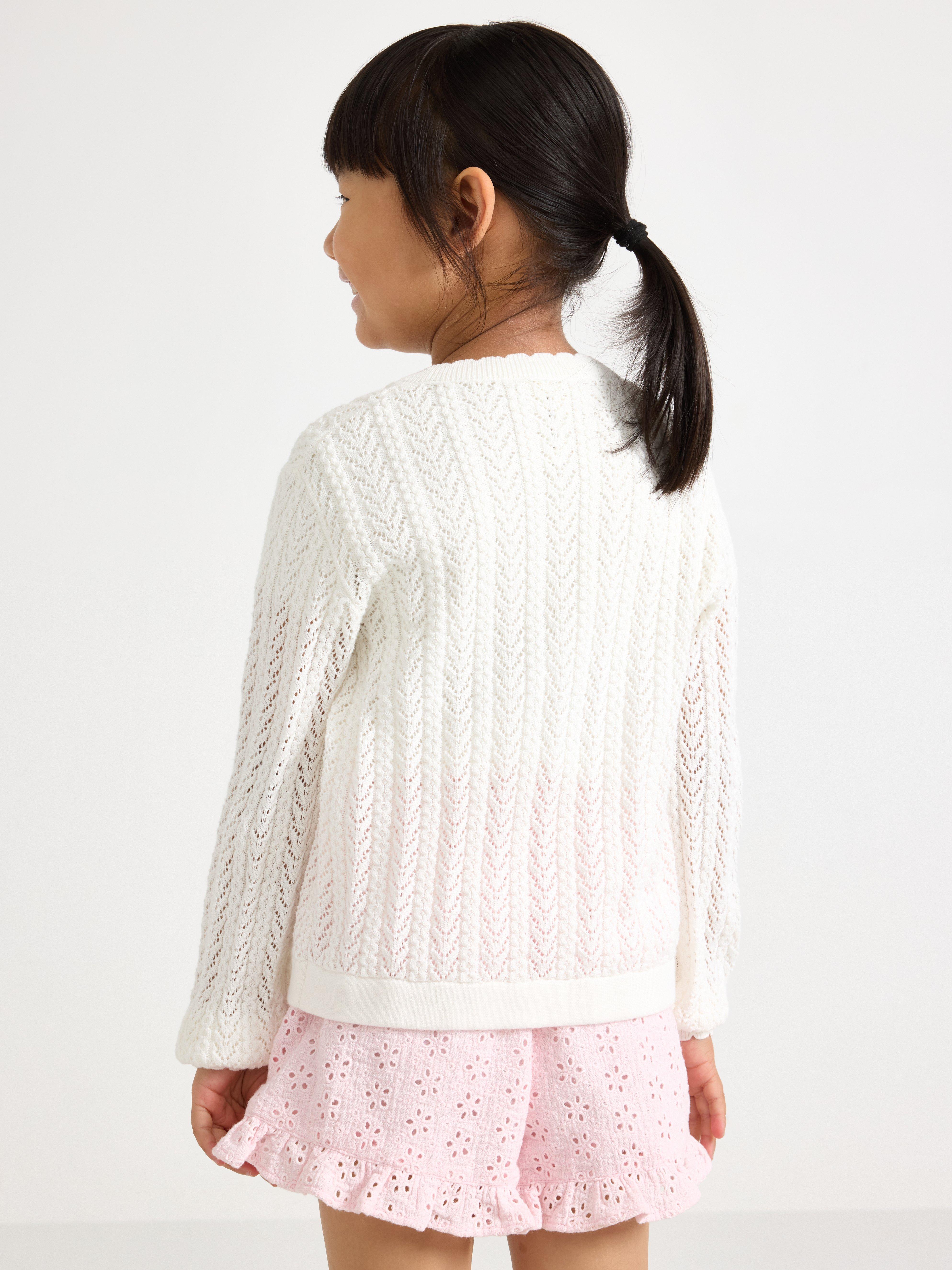 Cardigan - Børn - Hvid