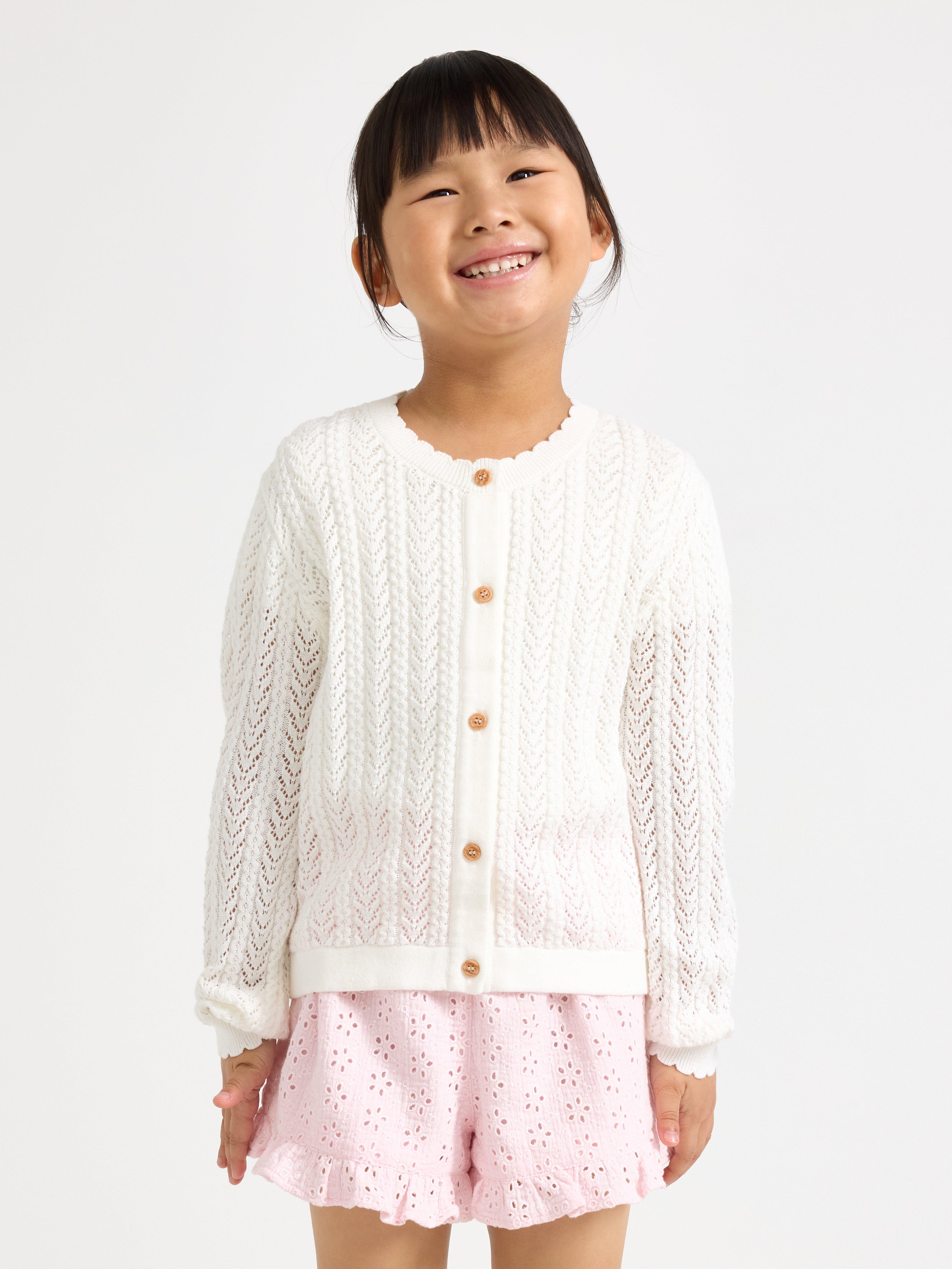 Cardigan - Børn - Hvid