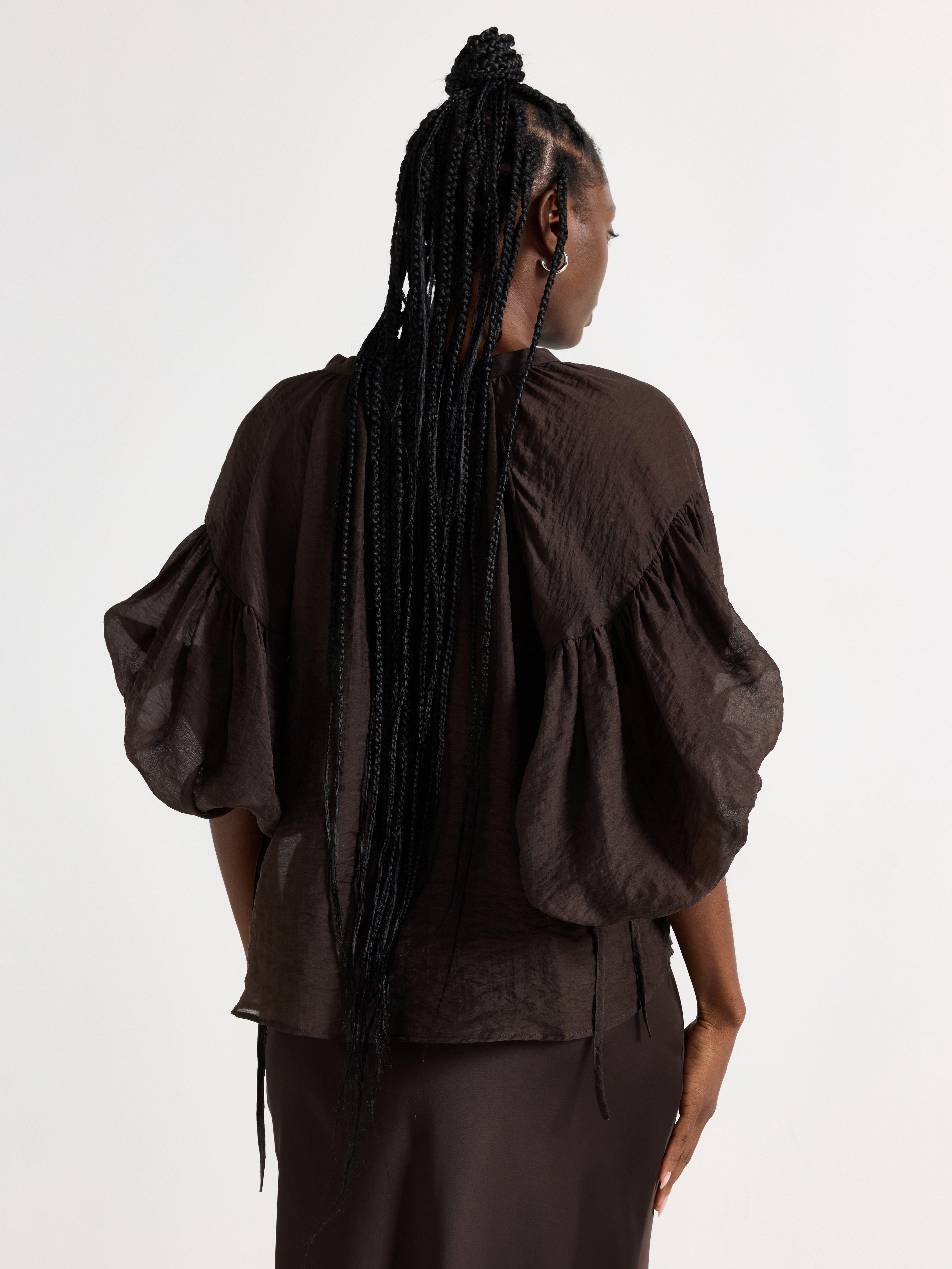 Bluse - Dame - Brun