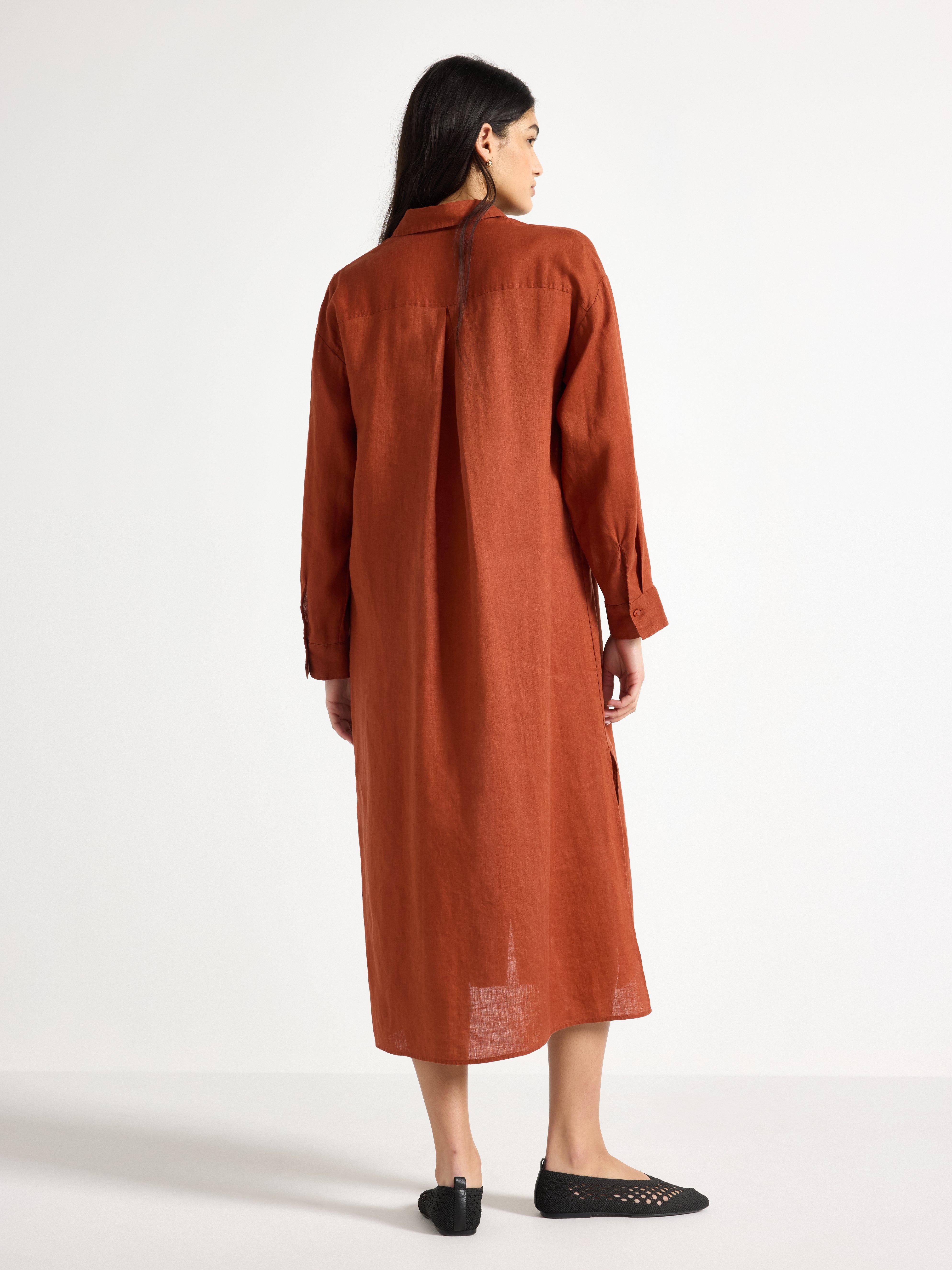 Midi shirt dress in linen | Lindex