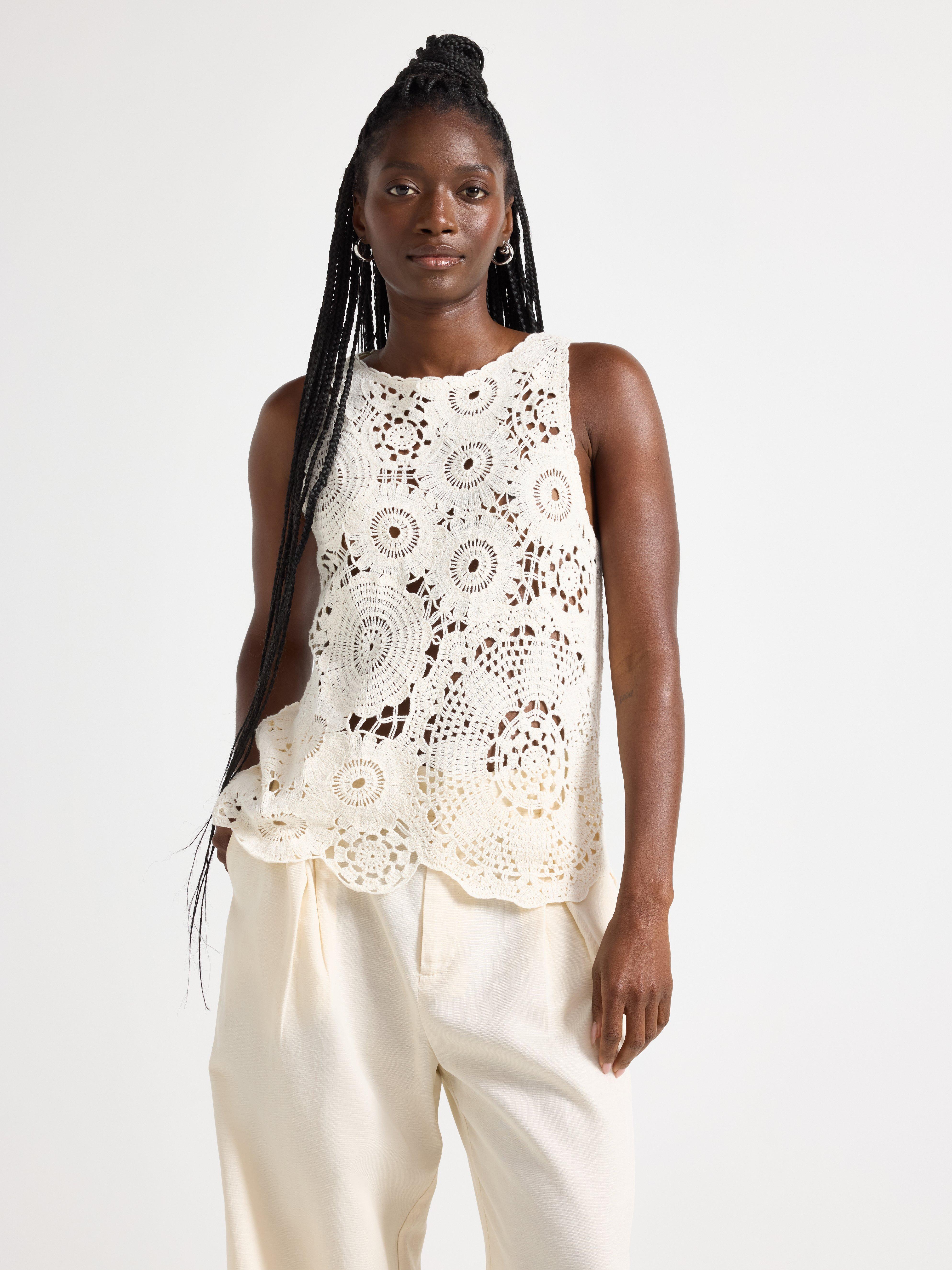 Sleeveless top with crochet look | Lindex
