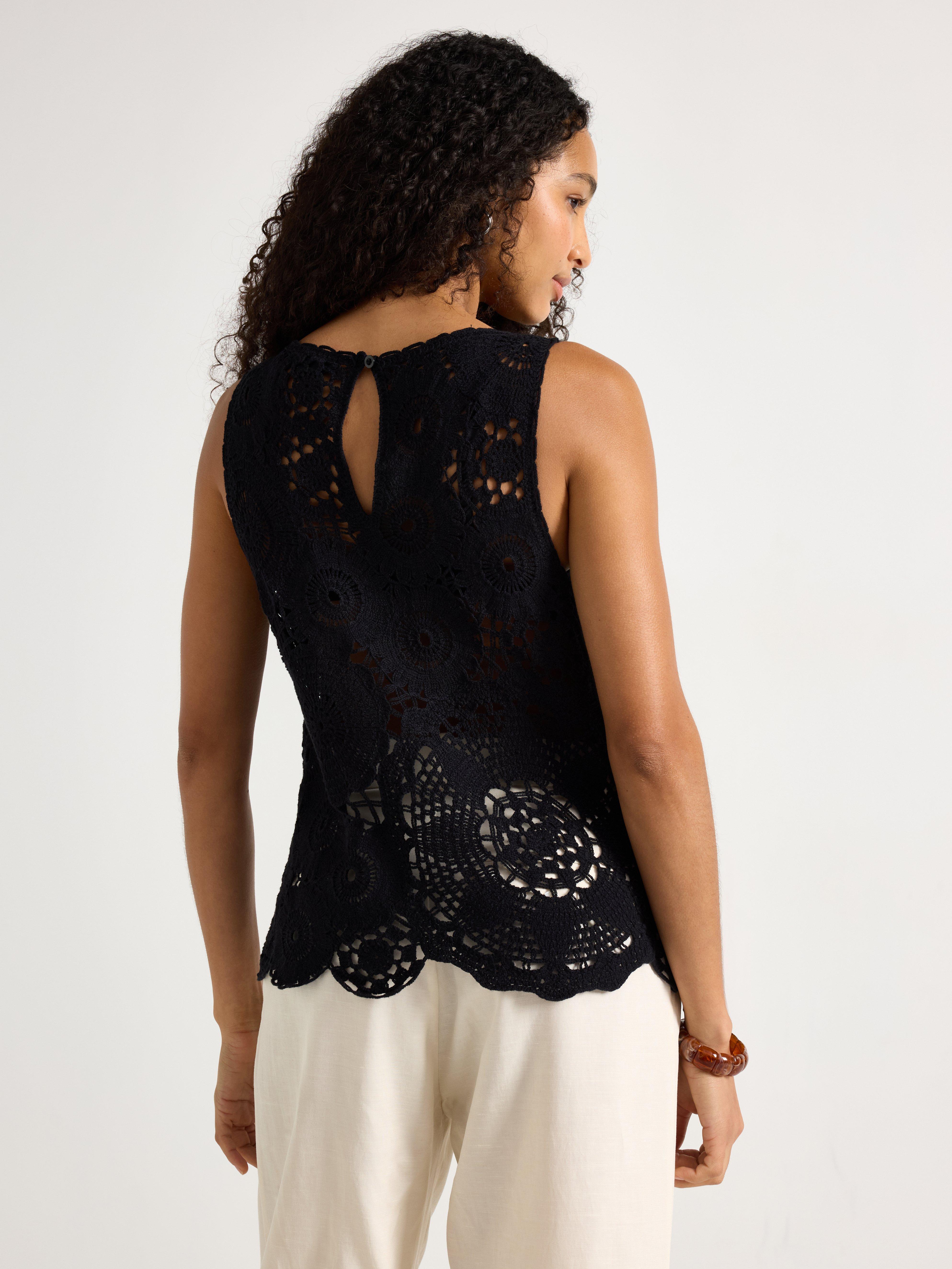 Sleeveless top with crochet look | Lindex