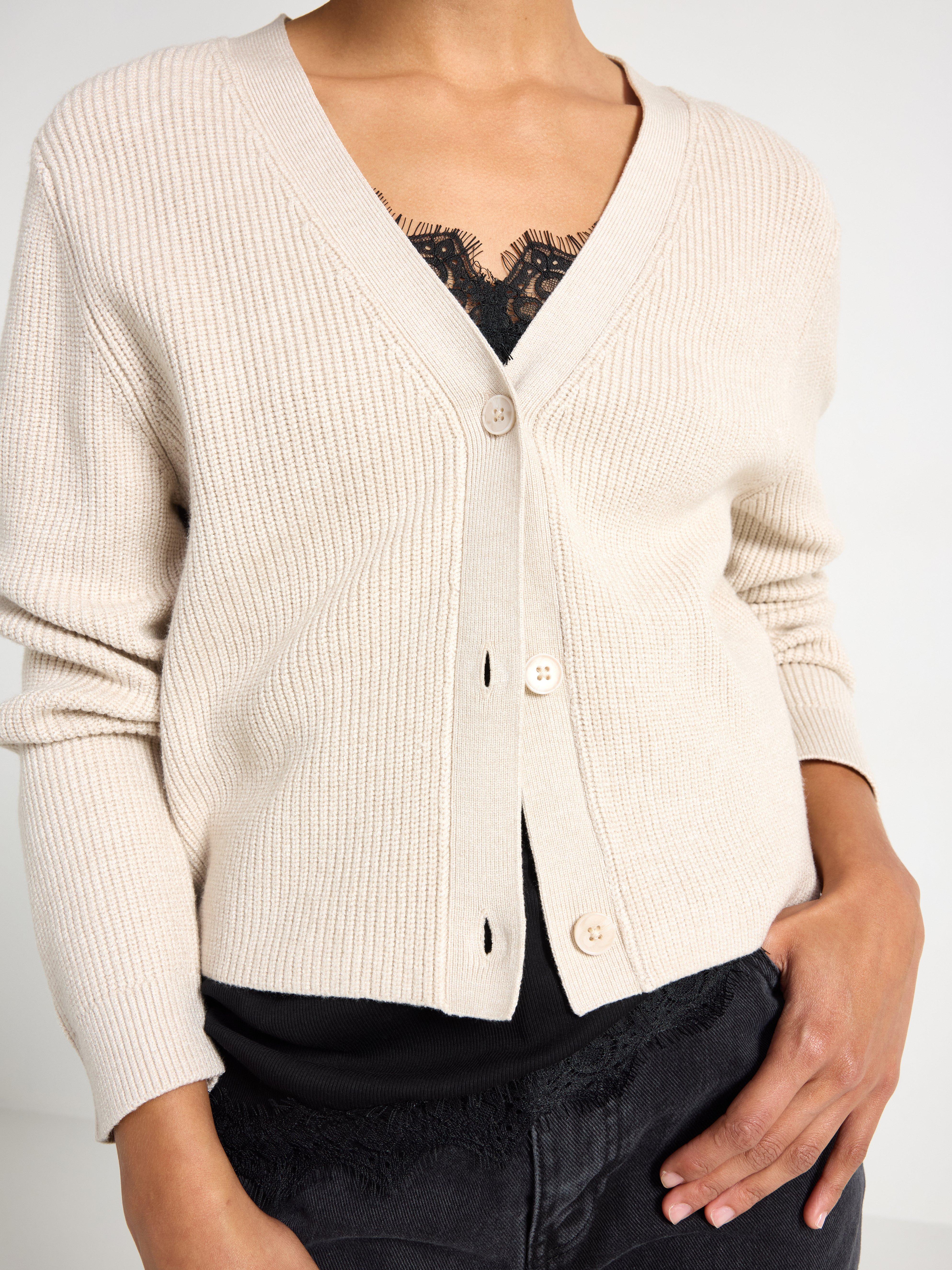 Neuletakki - Naiset - Beige