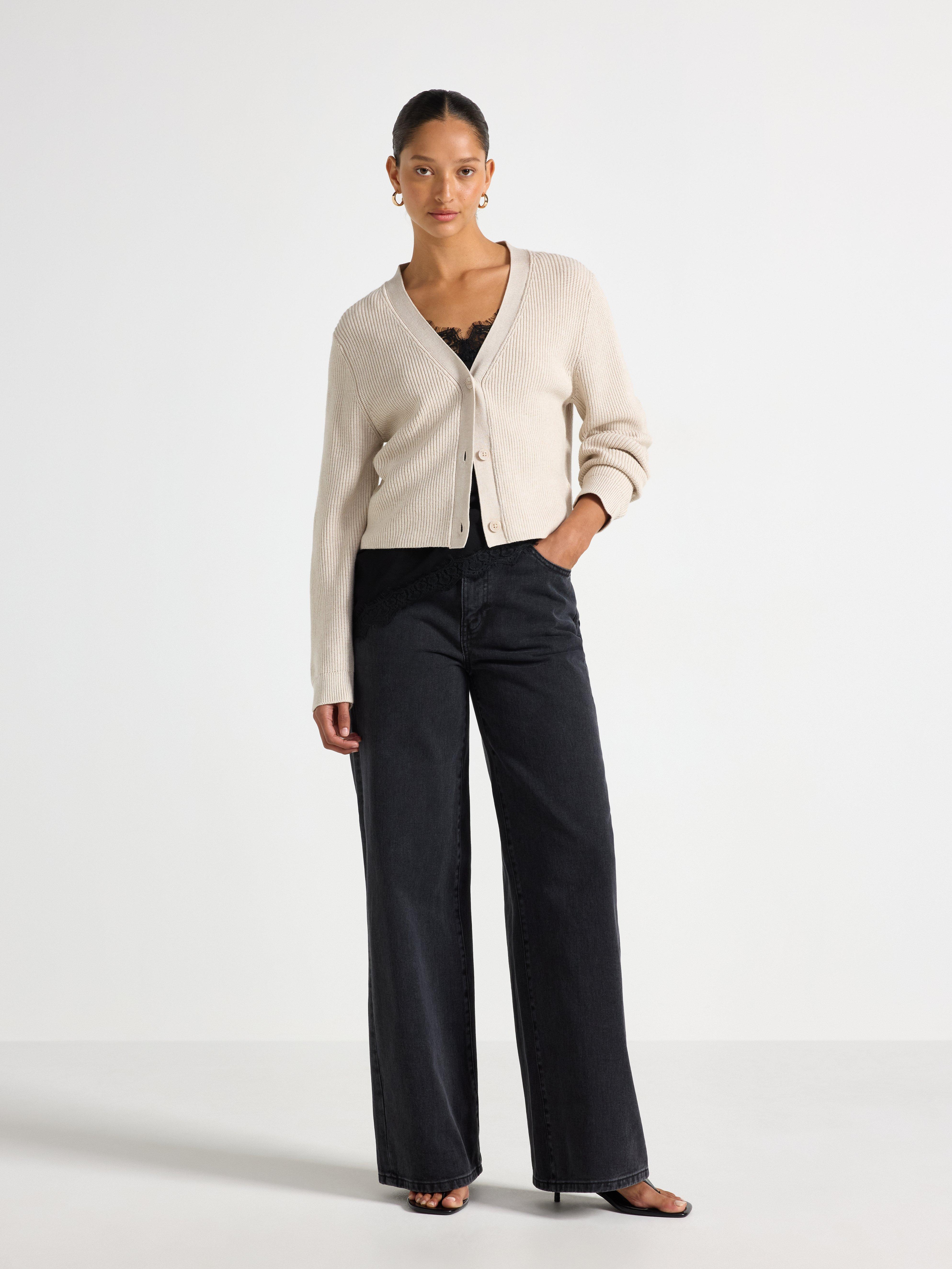 Neuletakki - Naiset - Beige